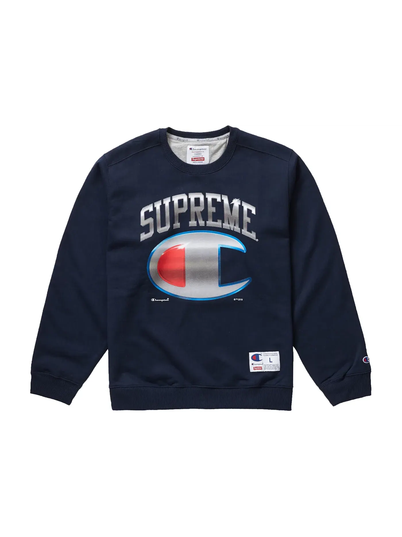 Мужской свитшот Chrome Supreme Arc Crewneck Supreme — изображение 1 из 1, темно-синий