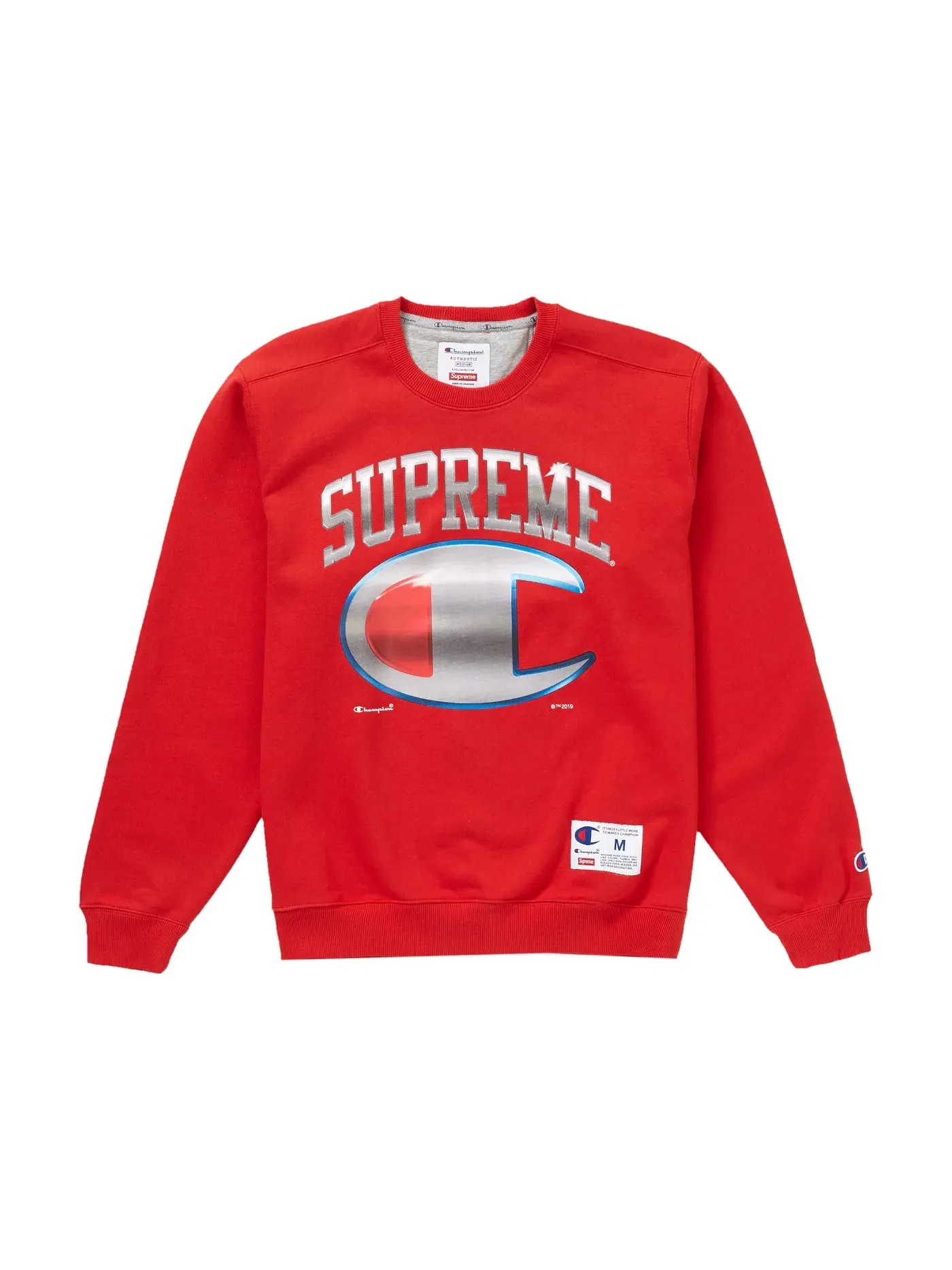 Мужской свитшот с принтом Chrome Supreme x Champion Supreme — изображение 1 из 1, красный