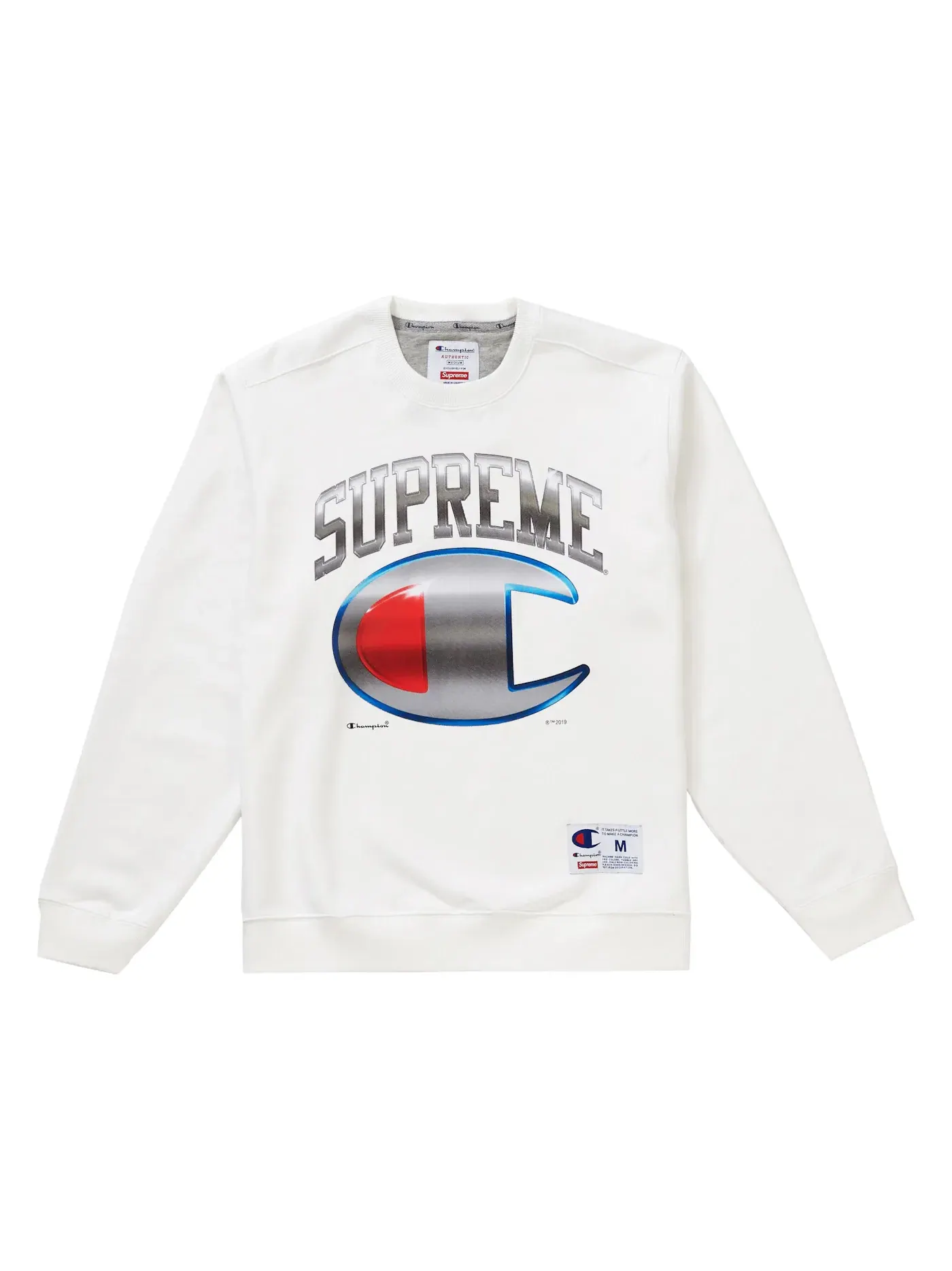 Мужской свитшот хромовый Supreme Champion Chrome Crewneck Supreme — изображение 1 из 1, белый