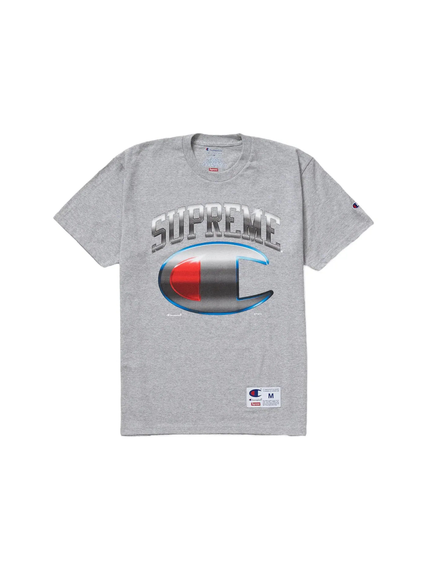Мужская футболка с коротким рукавом с принтом Supreme Champion Chrome Top — изображение 1 из 1, серый