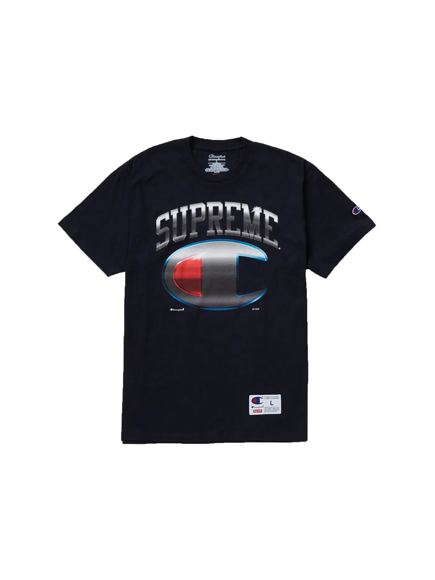 Мужская футболка с принтом Supreme Champion Chrome S/S Top — изображение 1 из 1, темно-синий