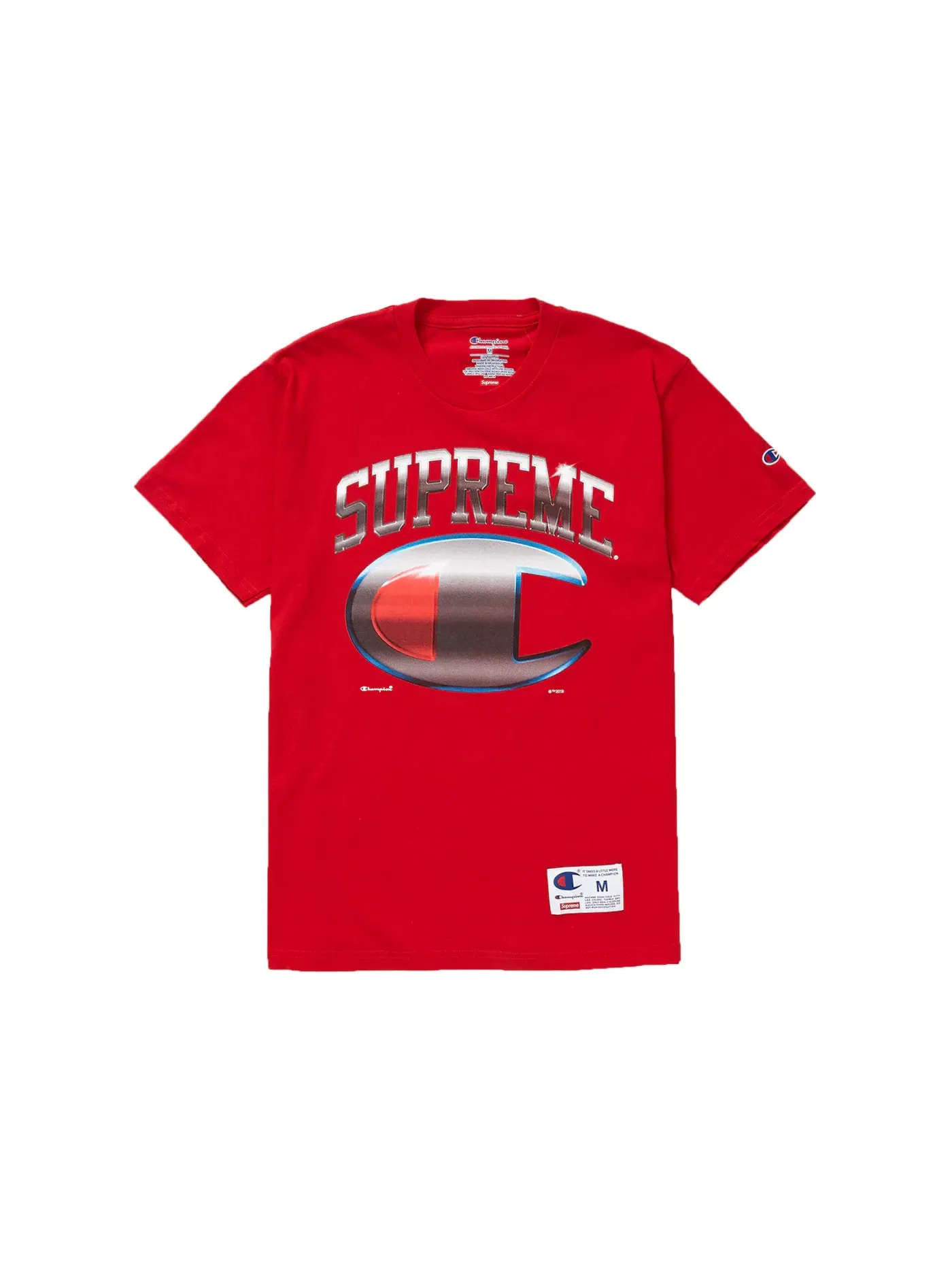 Мужская футболка с принтом Supreme Champion Chrome S/S Top Supreme — изображение 1 из 1, красный