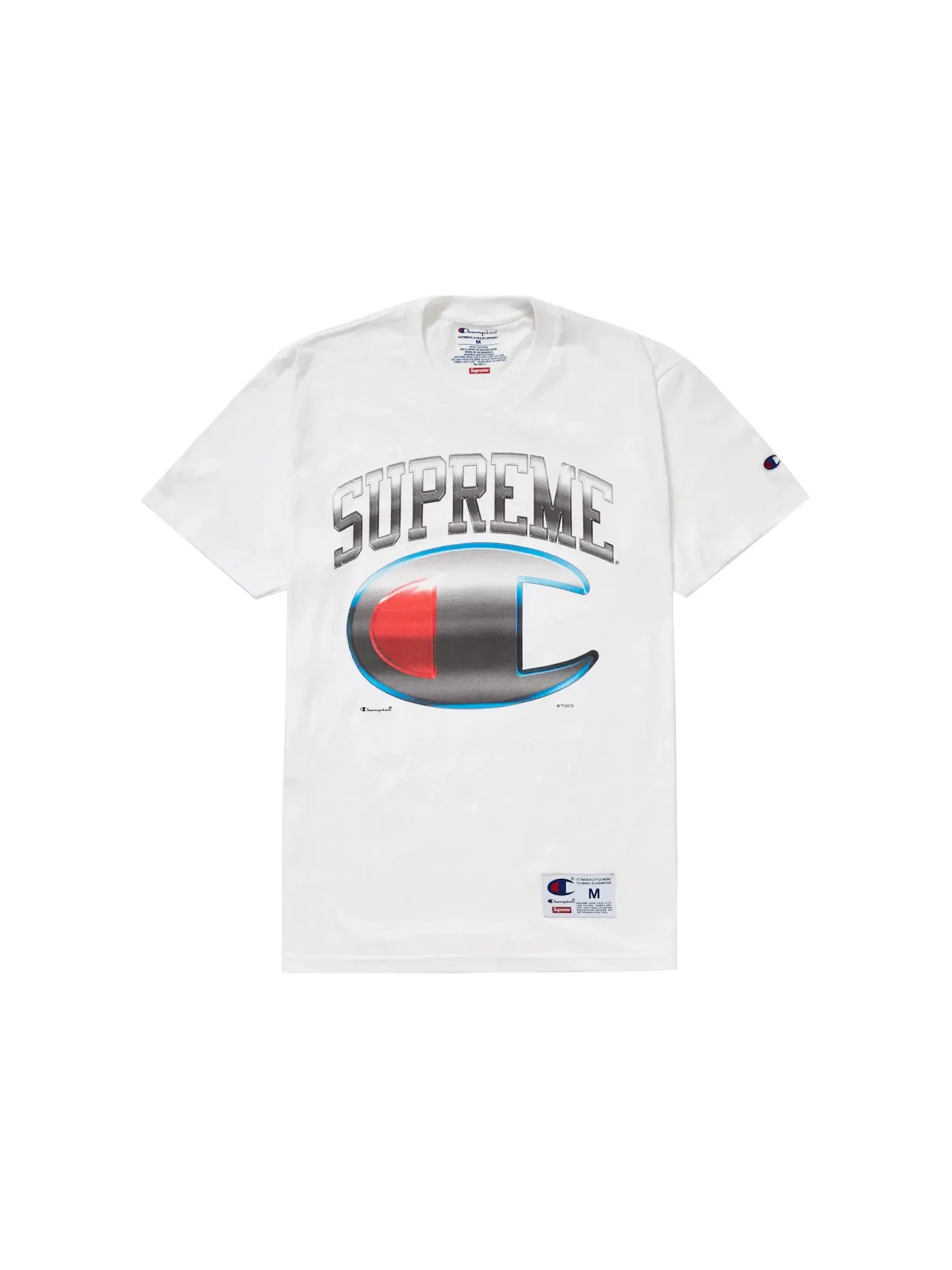 Мужская футболка с принтом Supreme Champion Chrome Top Supreme — изображение 1 из 1, белый