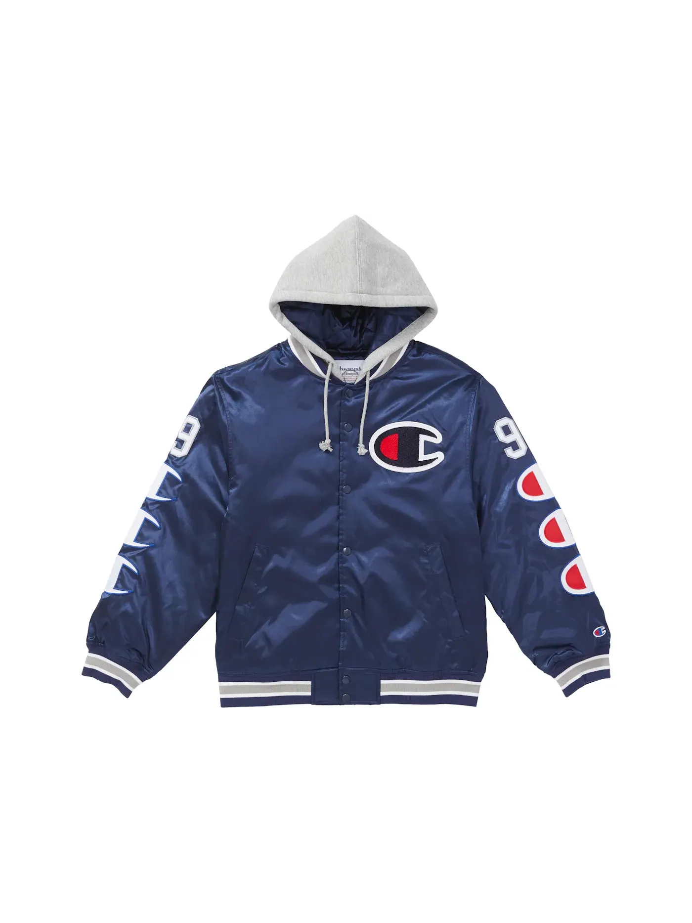 Мужская куртка-бомбер с капюшоном из сатина Jacket Supreme — изображение 1 из 2, темно-синий