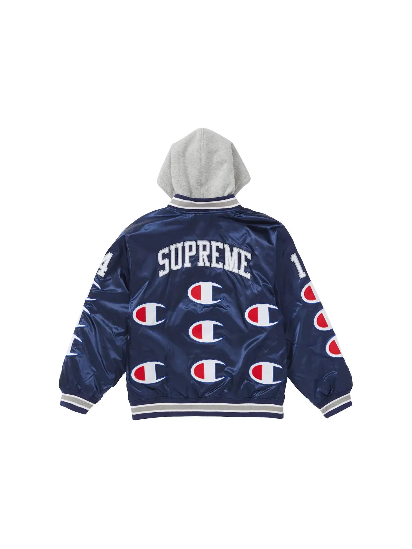 Мужская куртка-бомбер с капюшоном из сатина Jacket Supreme — изображение 2 из 2, темно-синий