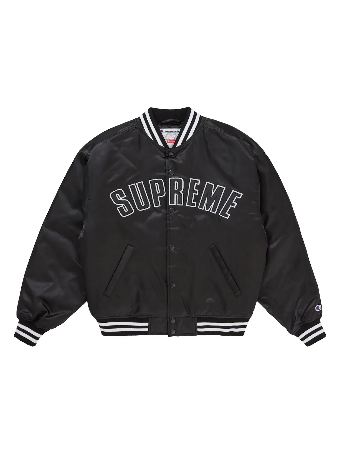 Мужская куртка из атласа с принтом Varsity Supreme — изображение 1 из 3, черный