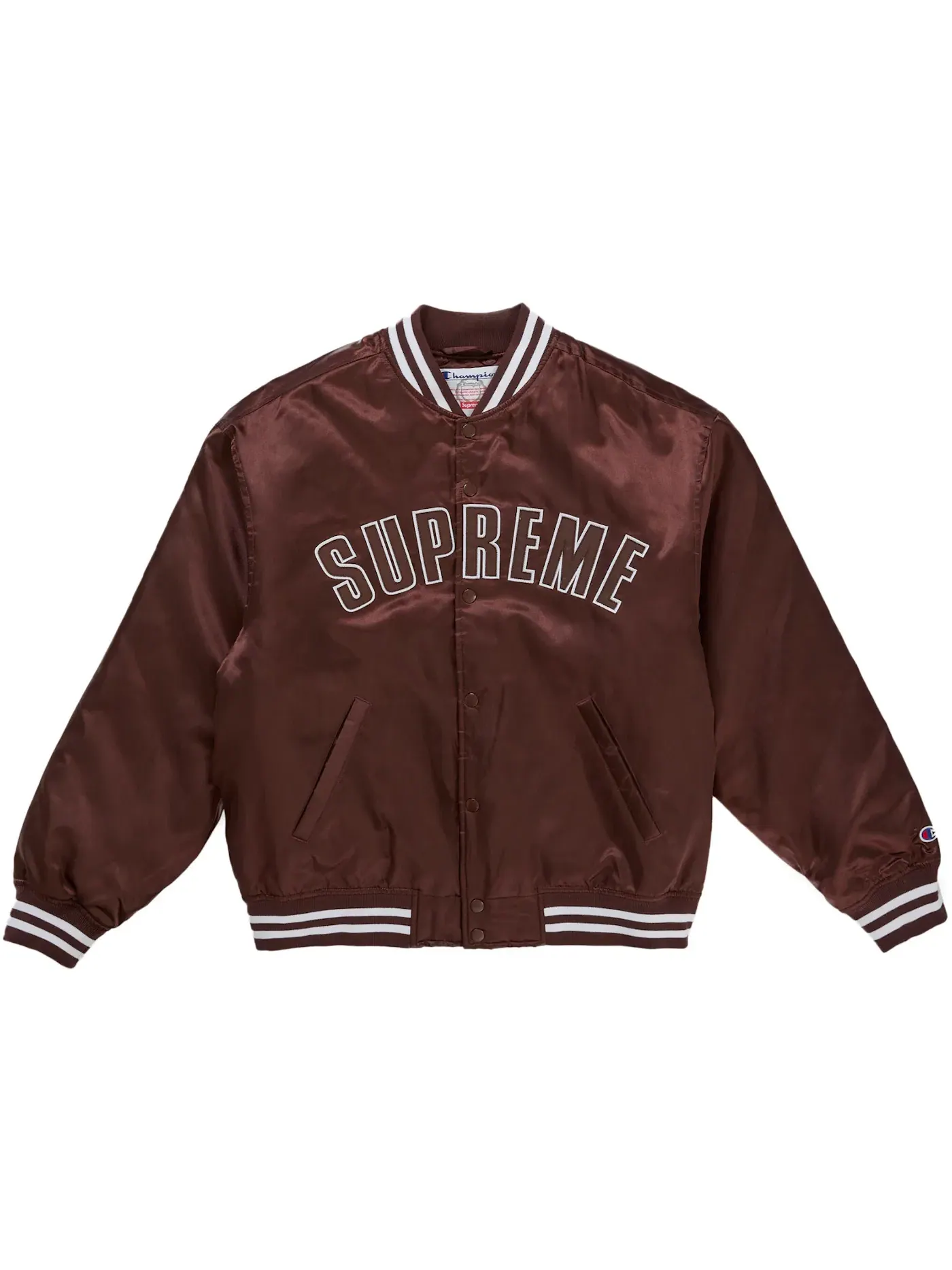 Мужская куртка-бомбер из сатина с принтом Supreme Champion Jacket — изображение 1 из 3, коричневый
