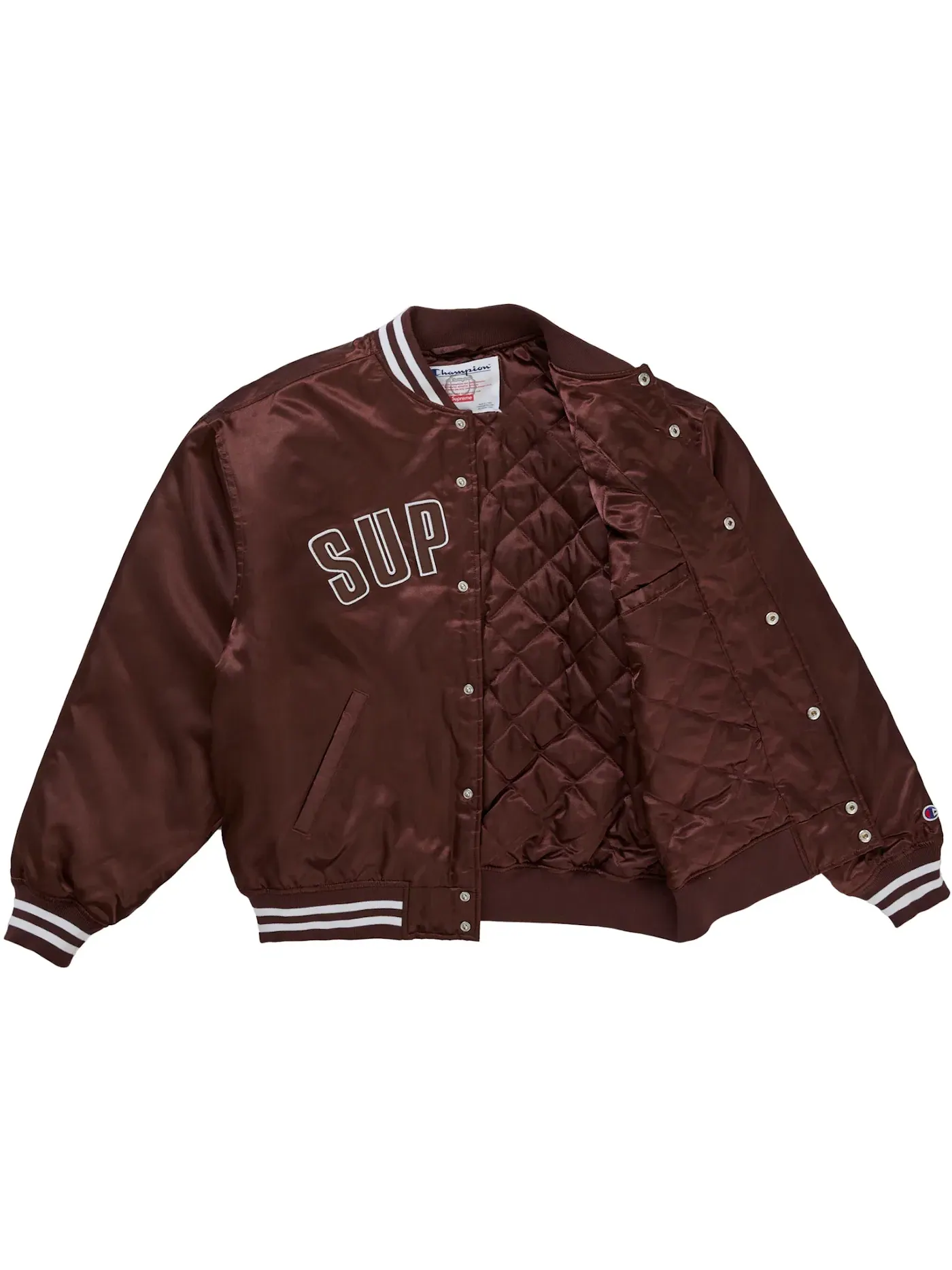 Мужская куртка-бомбер из сатина с принтом Supreme Champion Jacket — изображение 2 из 3, коричневый
