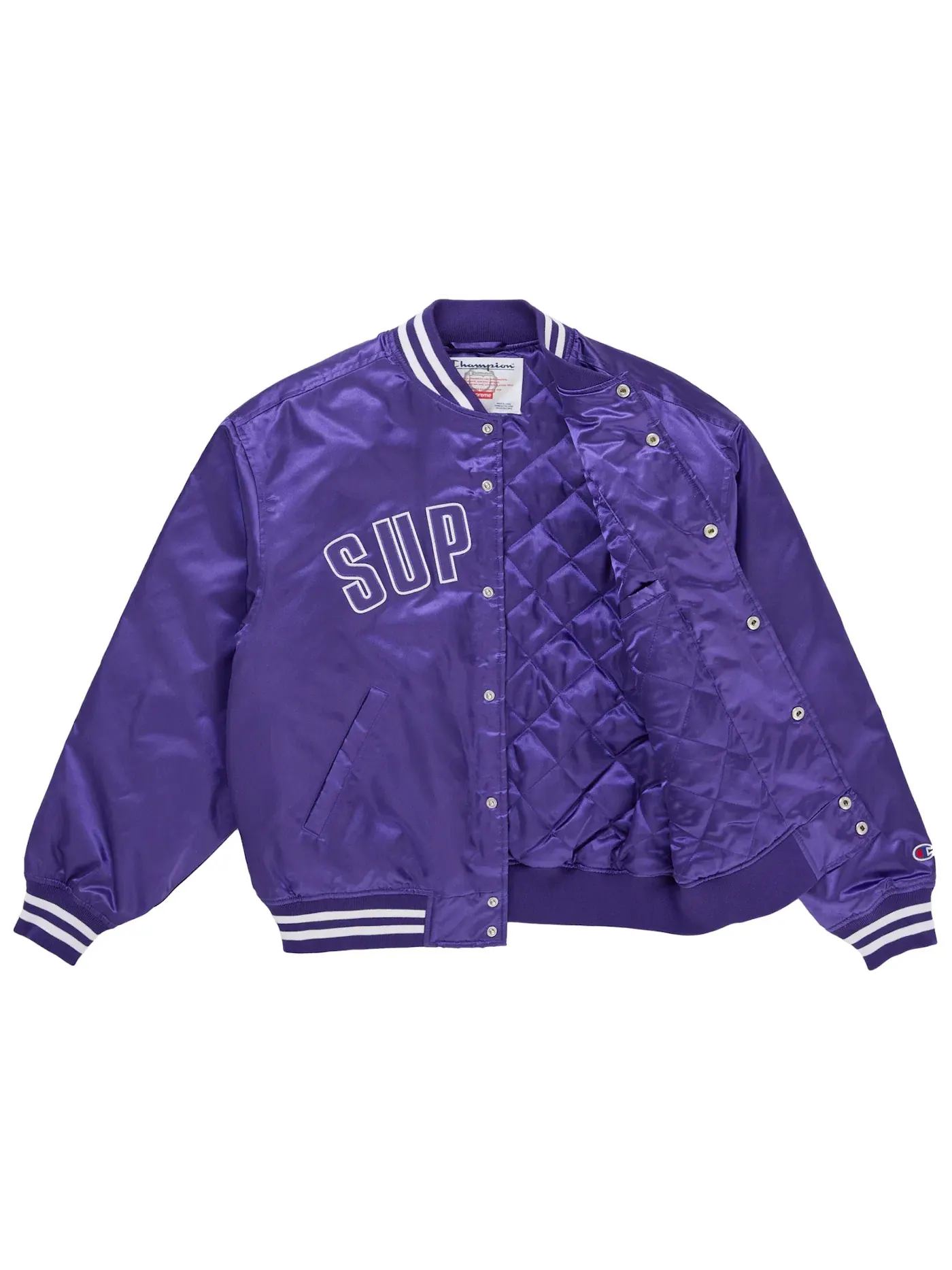 Мужская куртка из сатина с принтом Jacket Supreme — изображение 2 из 3, фиолетовый