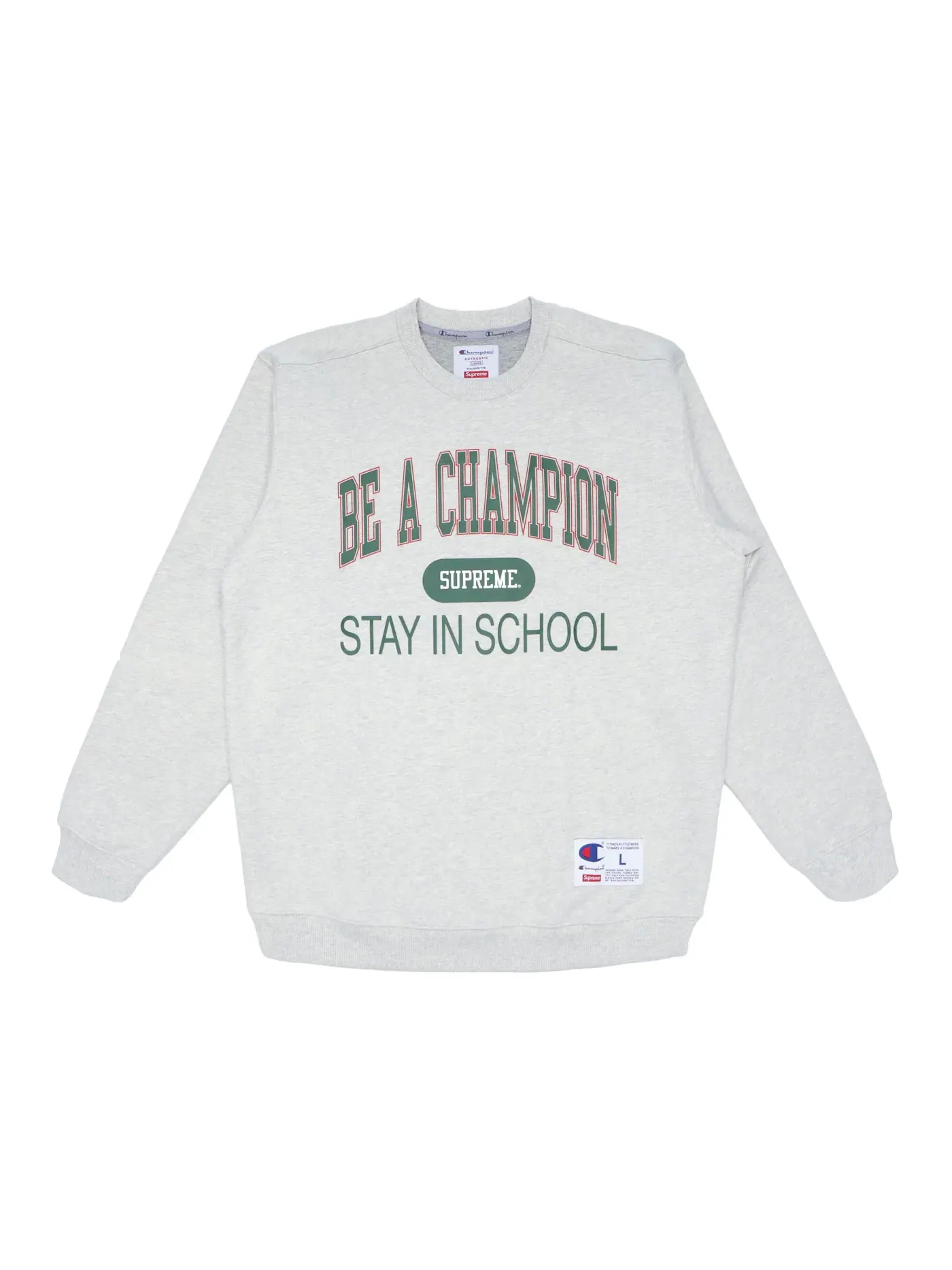 Мужской свитшот с принтом Supreme Crewneck — изображение 1 из 1, серый
