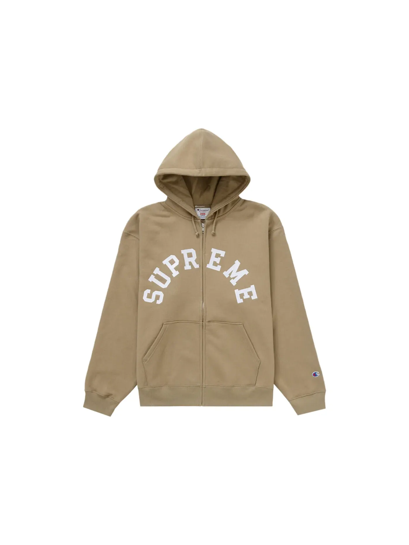 Мужская худи на молнии Supreme Champion Zip Up Hooded Sweatshirt — изображение 1 из 1, бежевый