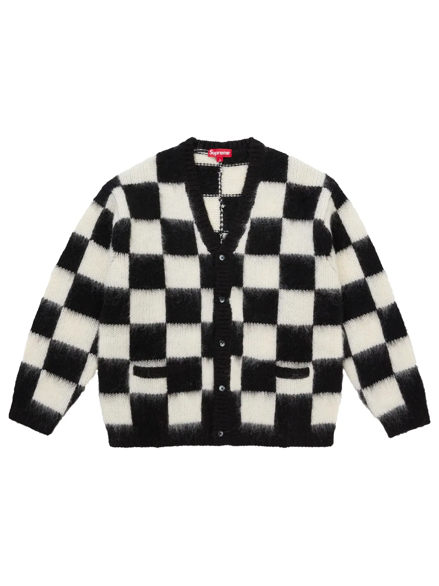 Мужской кардиган с шахматным принтом Cardigan Supreme — изображение 1 из 1, черный