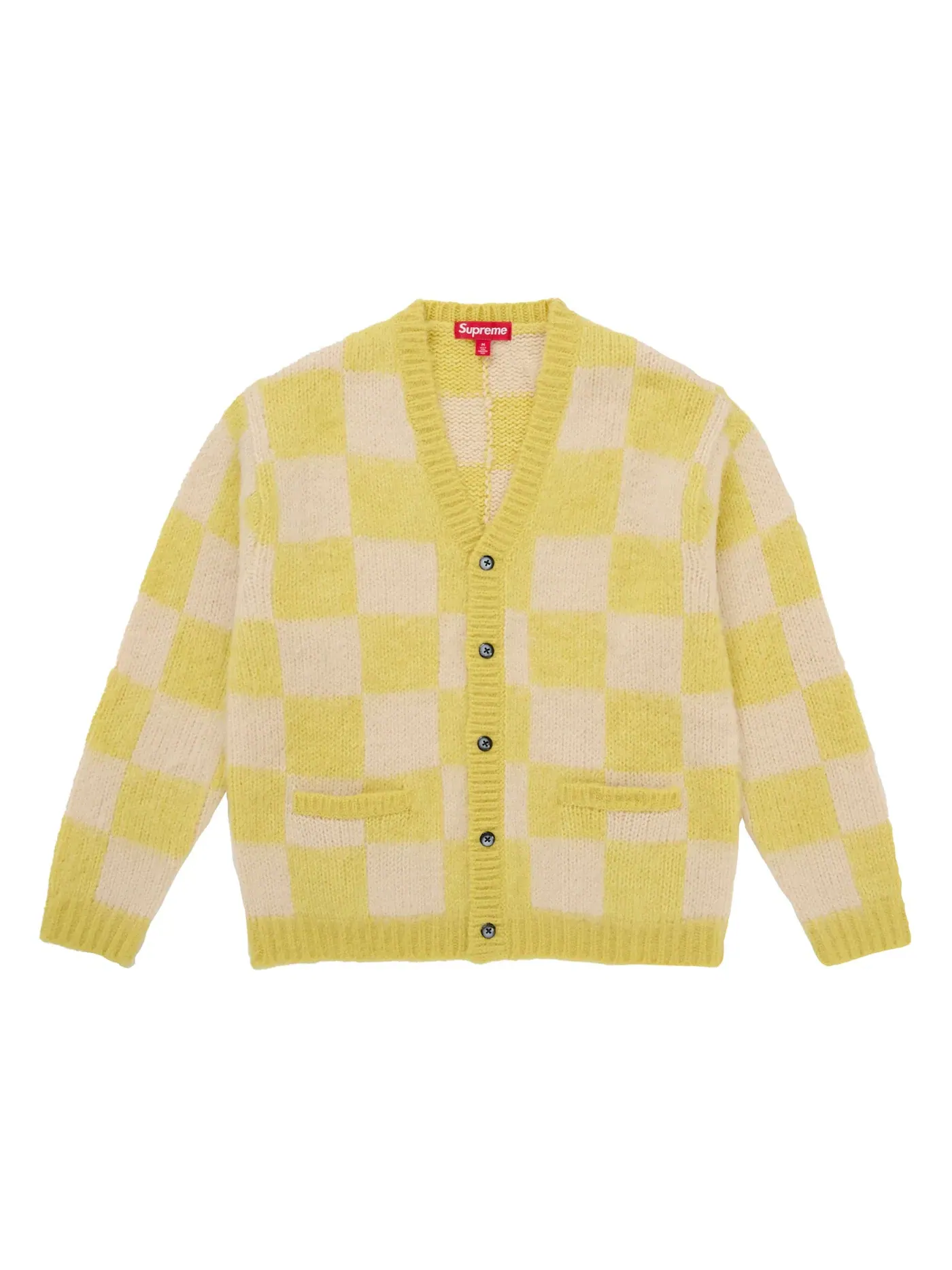 Мужской кардиган с шахматным принтом Cardigan Supreme — изображение 1 из 1, желтый