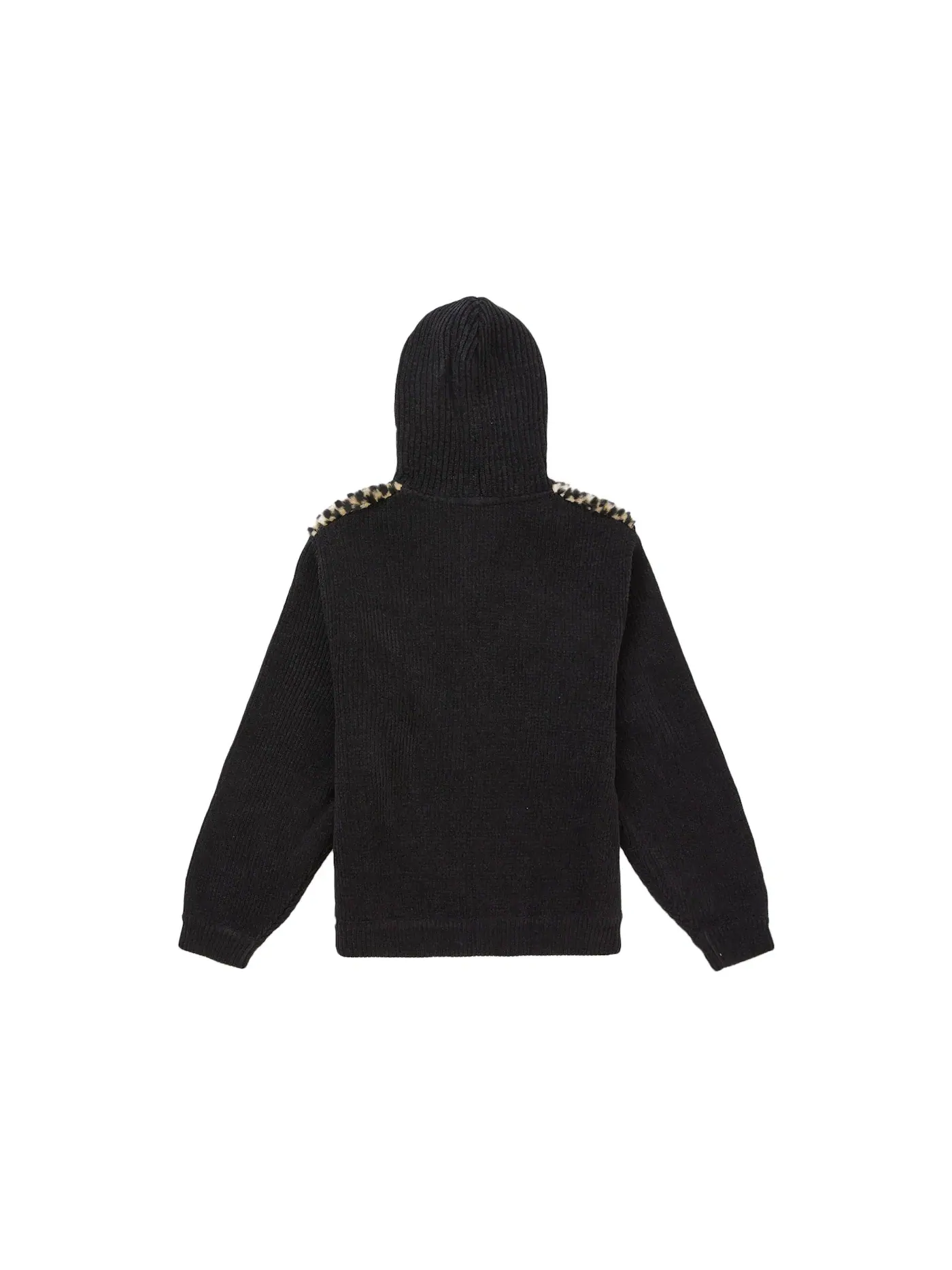 Мужской свитер с принтом Supreme Checkerboard Faux Fur Zip Up Hooded Sweater — изображение 2 из 2, черный