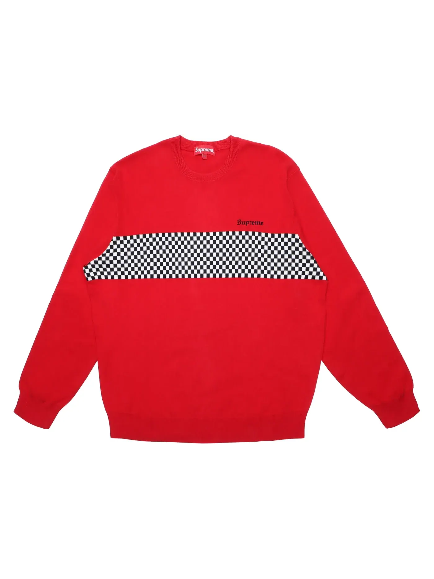 Мужской свитер с принтом Supreme Checkered Panel Sweater — изображение 1 из 1, красный