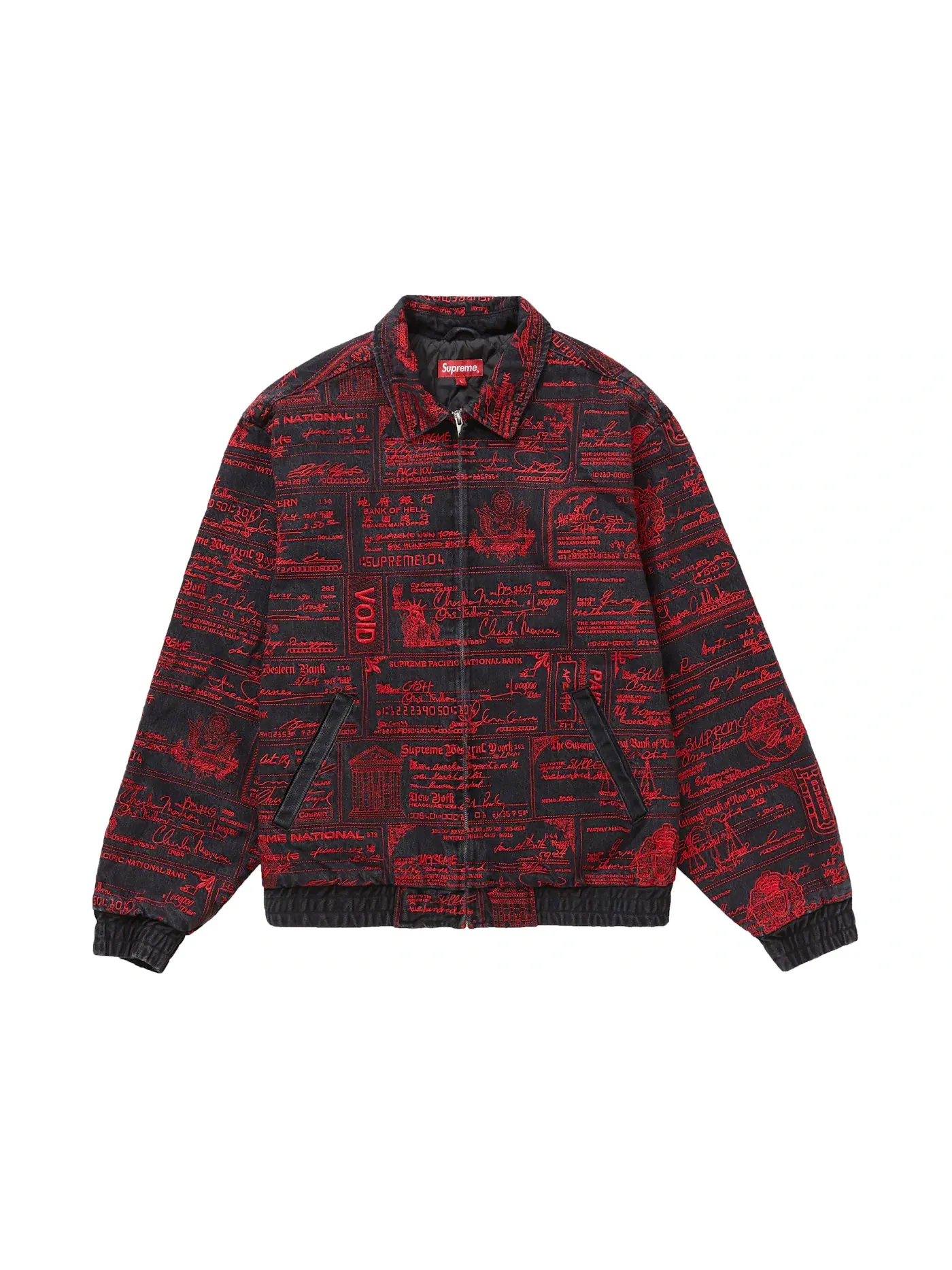 Мужская куртка-джинсовка с вышивкой Supreme Checks Denim Jacket — изображение 1 из 3, черный