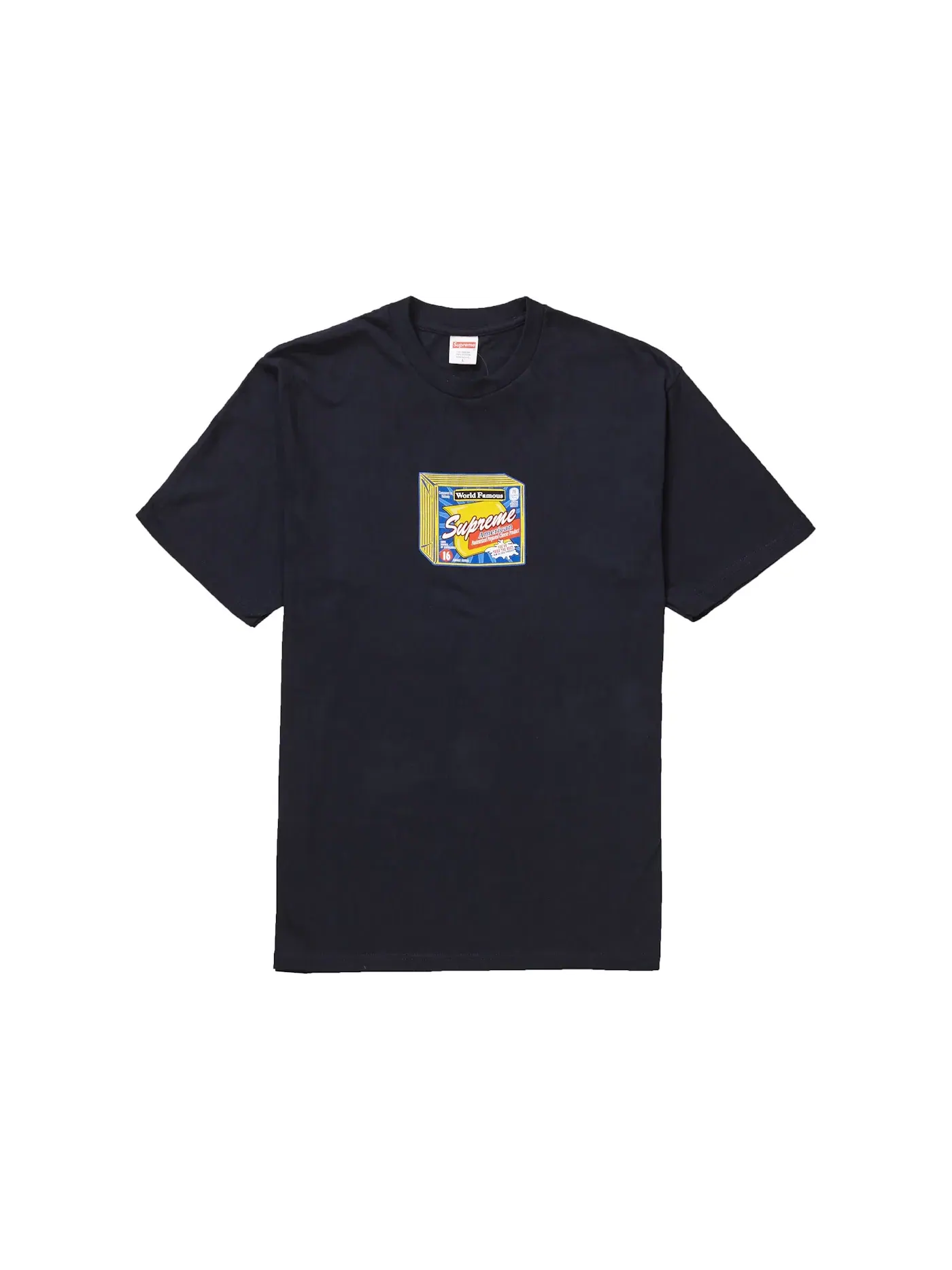 Мужская футболка с принтом Supreme Cheese Tee Navy — изображение 1 из 1