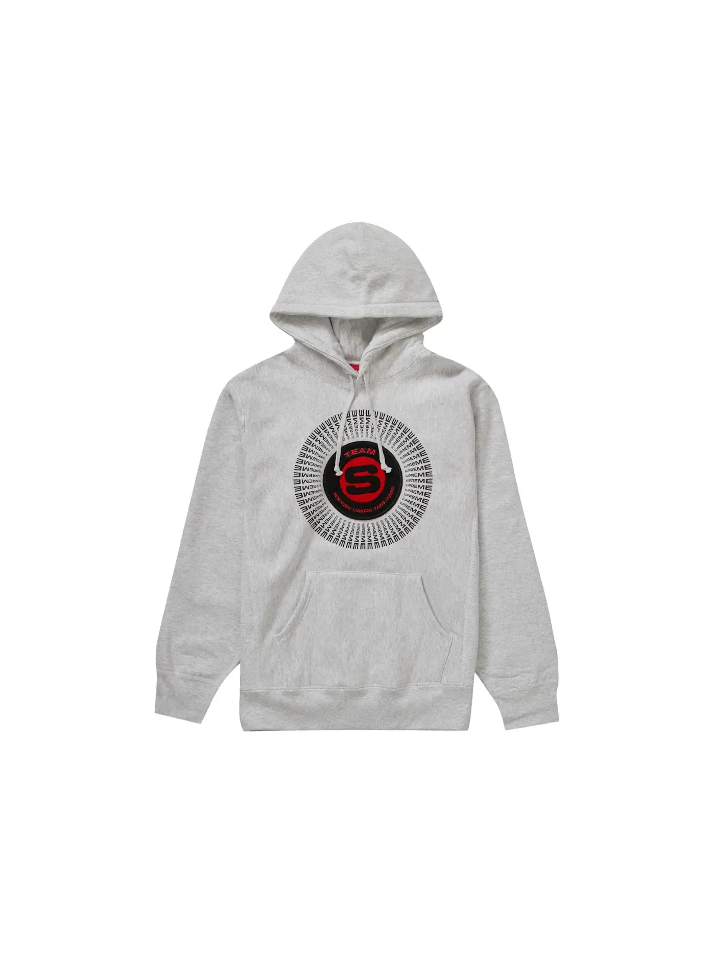 Мужской худи с аппликацией из велюра Supreme Hooded Sweatshirt — изображение 1 из 1, серый