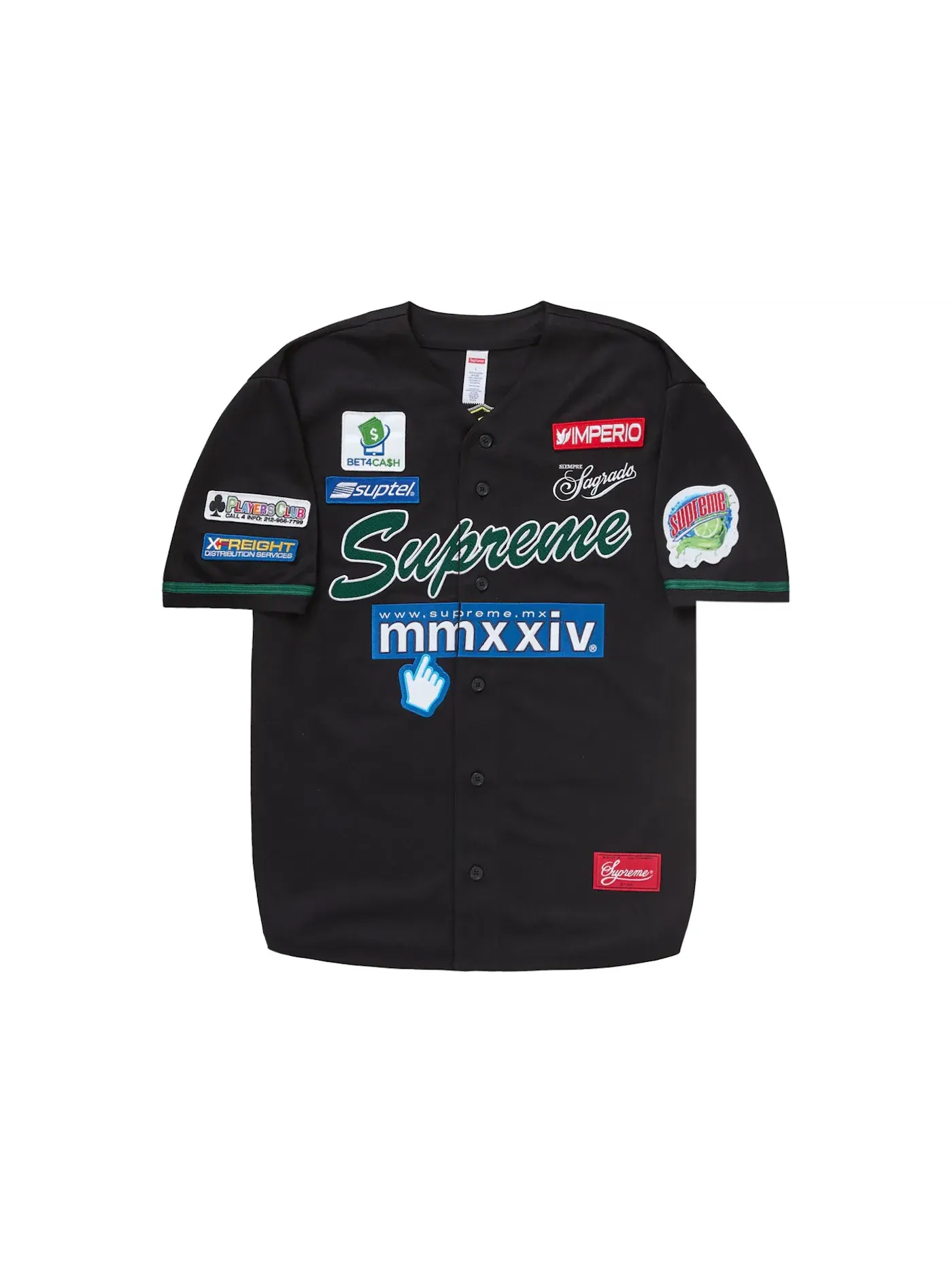 Мужская бейсбольная футболка с принтом Jersey Supreme — изображение 1 из 2, черный