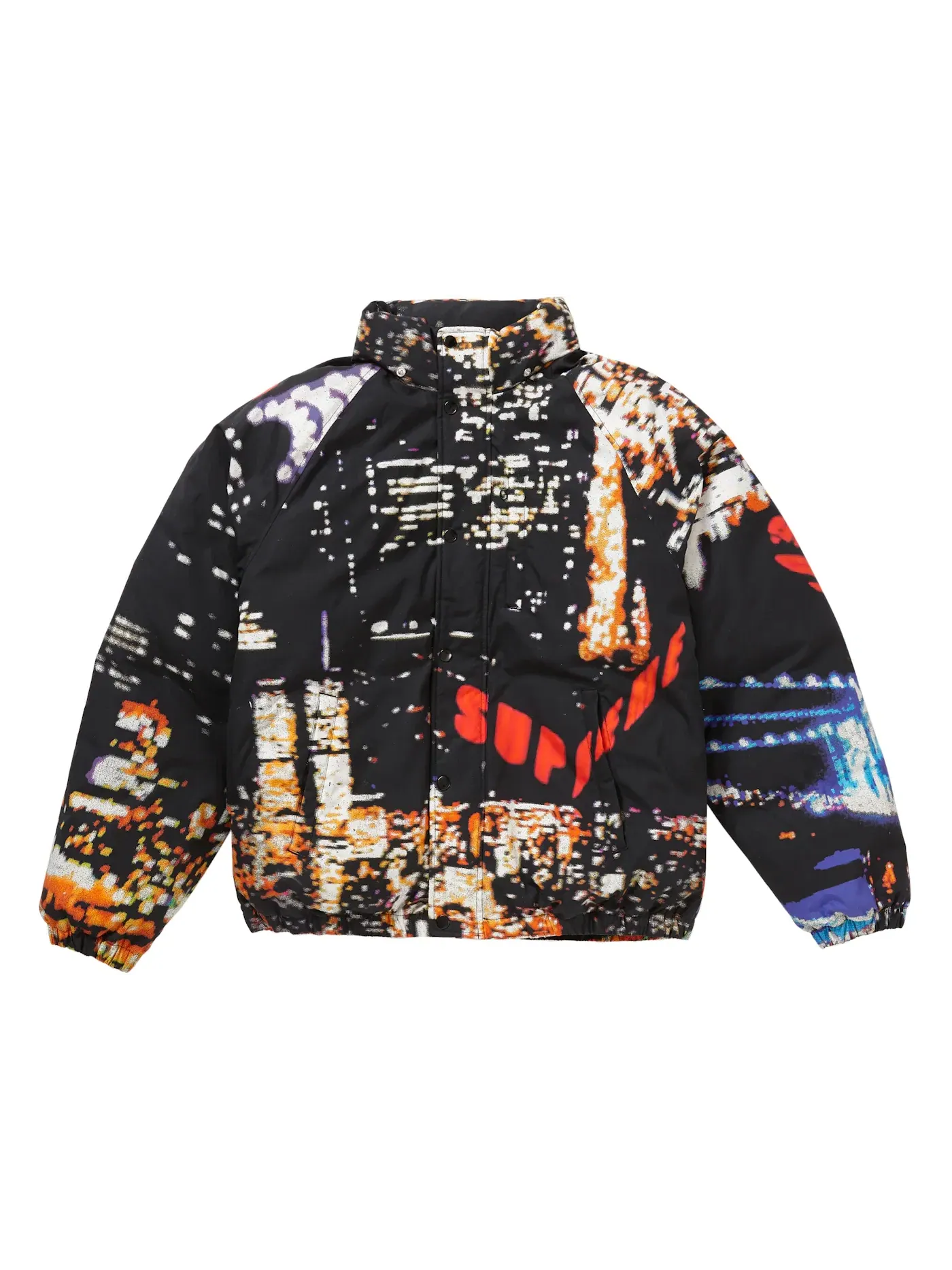 Мужская куртка пуховик с принтом Puffy Jacket Supreme — изображение 2 из 4, черный
