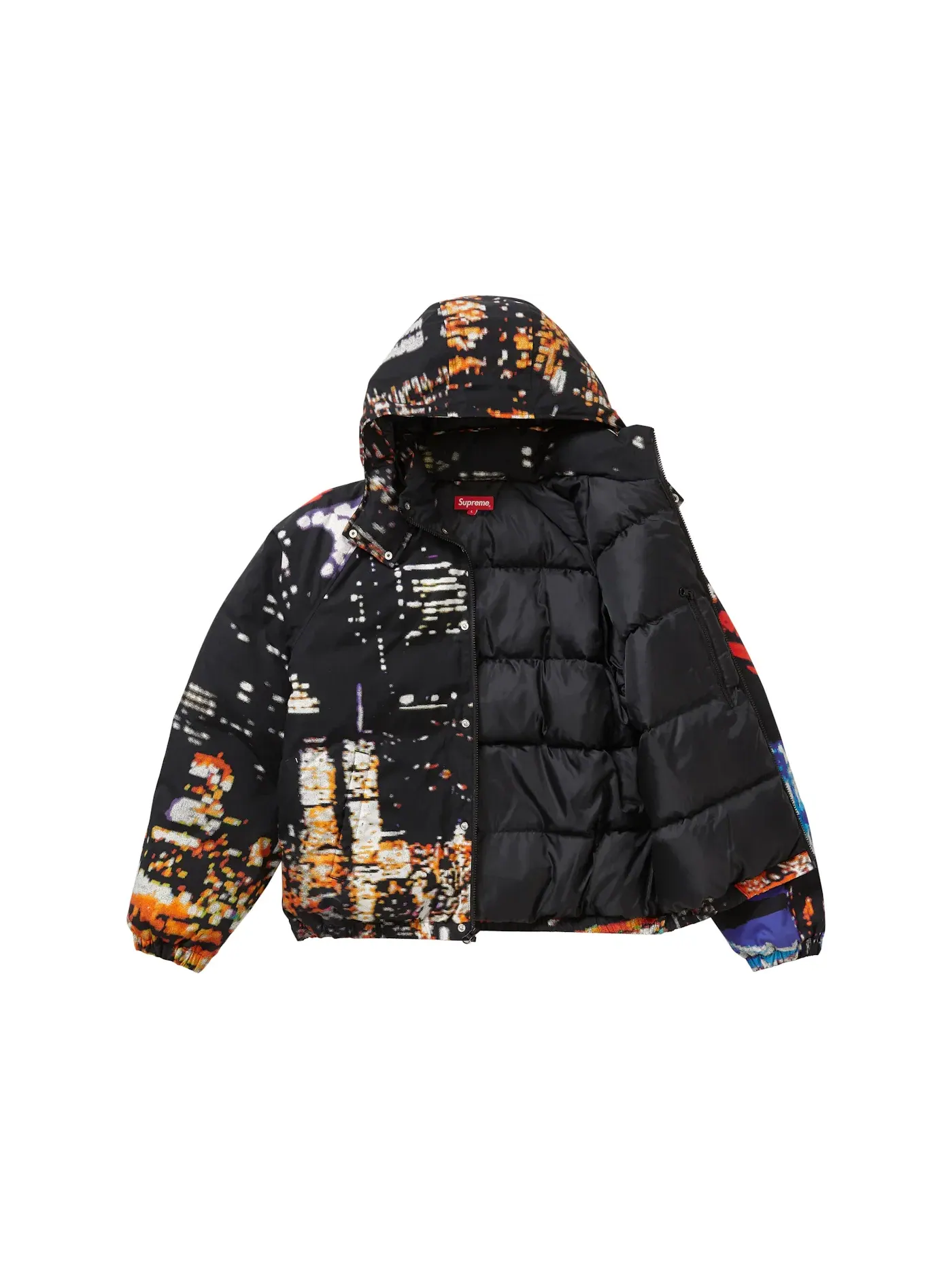 Мужская куртка пуховик с принтом Puffy Jacket Supreme — изображение 4 из 4, черный
