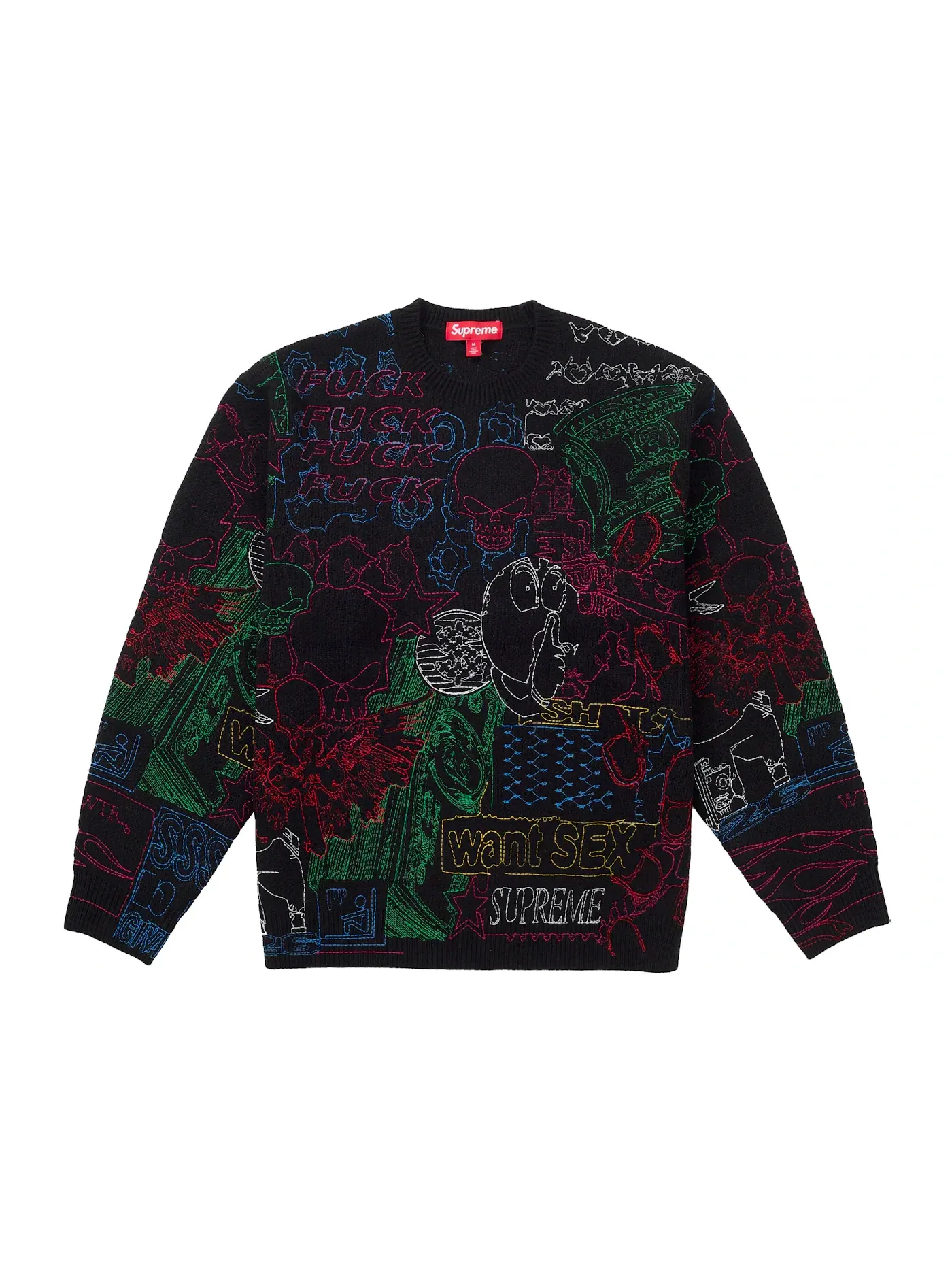 Мужской свитер с вышивкой Supreme Sweater — изображение 1 из 2, черный