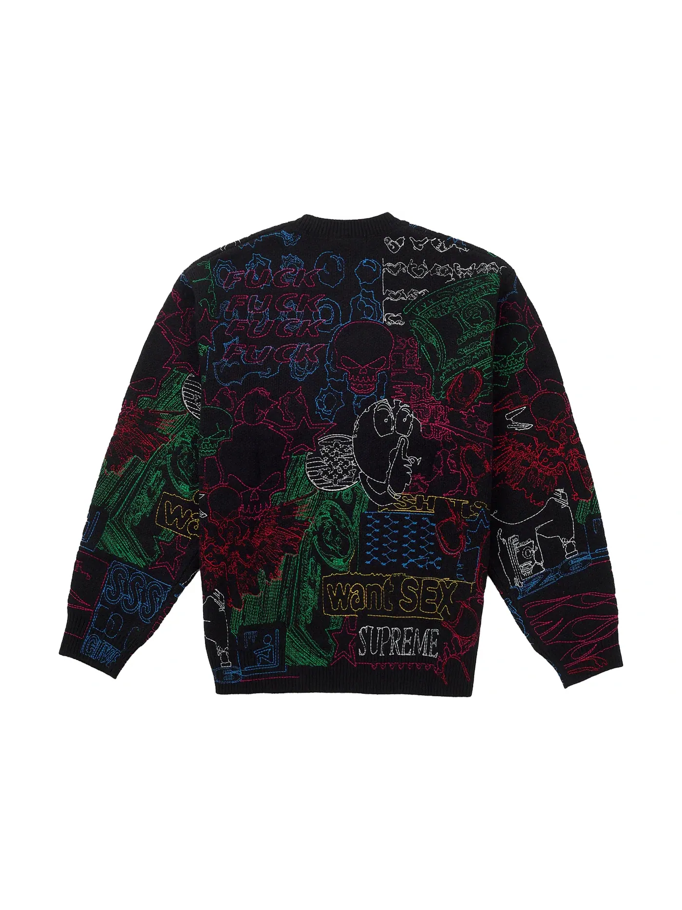 Мужской свитер с вышивкой Supreme Sweater — изображение 2 из 2, черный