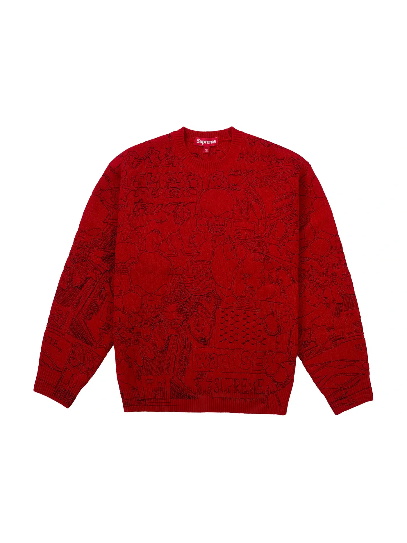 Мужской свитер с вышивкой Supreme Collage Sweater Supreme — изображение 1 из 2, красный