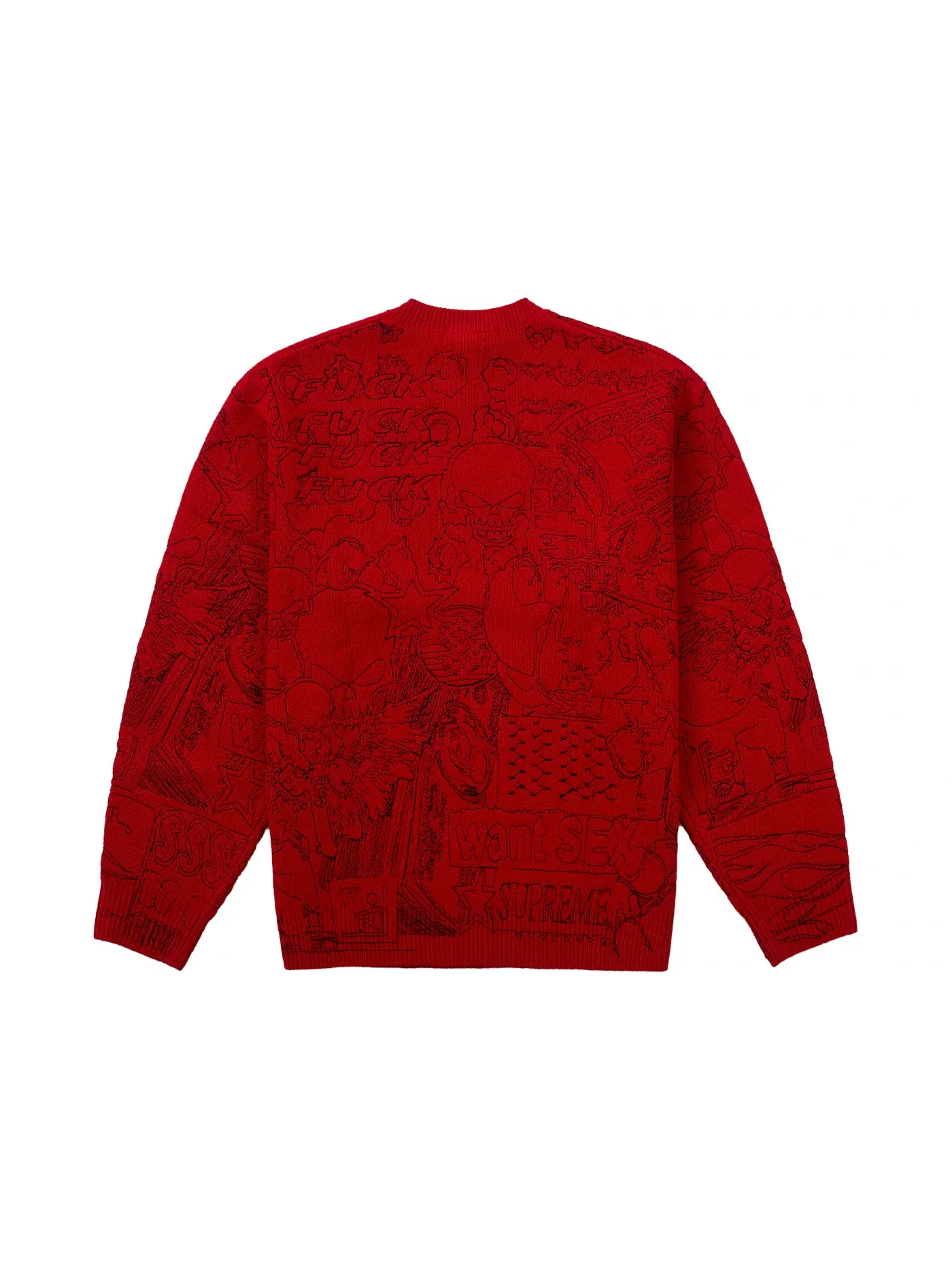 Мужской свитер с вышивкой Supreme Collage Sweater Supreme — изображение 2 из 2, красный