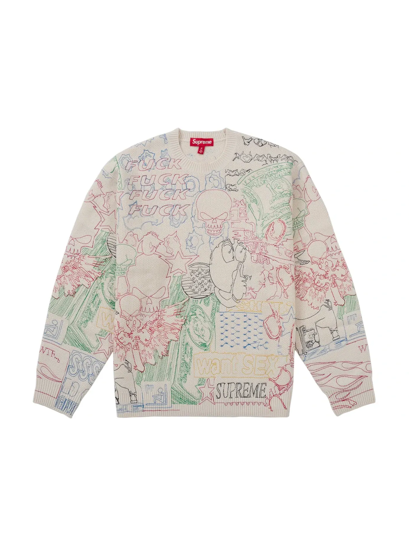 Мужской свитер с вышивкой Sweater Supreme — изображение 1 из 2, белый