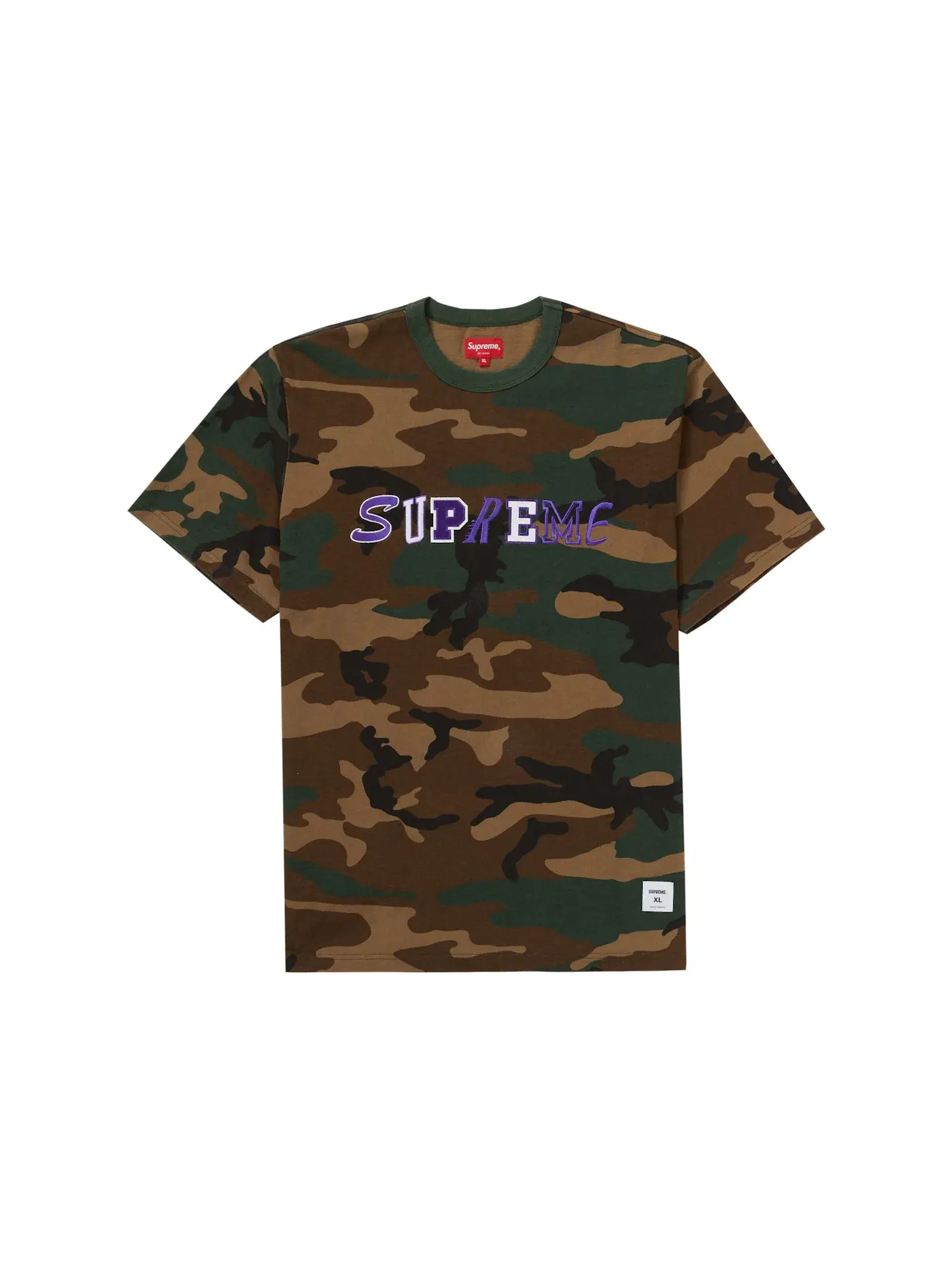 Мужская футболка с принтом Supreme S/S Top, Woodland Camo — изображение 1 из 1