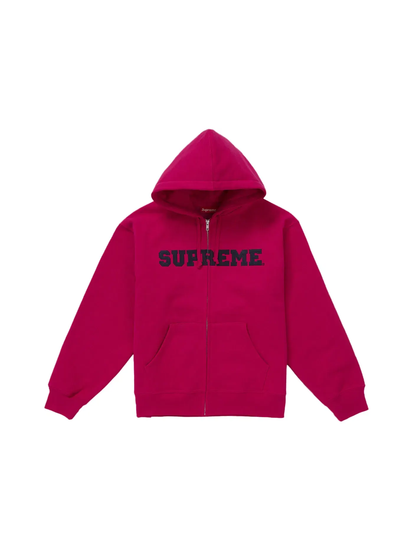 Мужская худи на молнии с принтом Supreme Collegiate Applique Zip Up Hooded Sweatshirt Supreme — изображение 1 из 1, фуксия