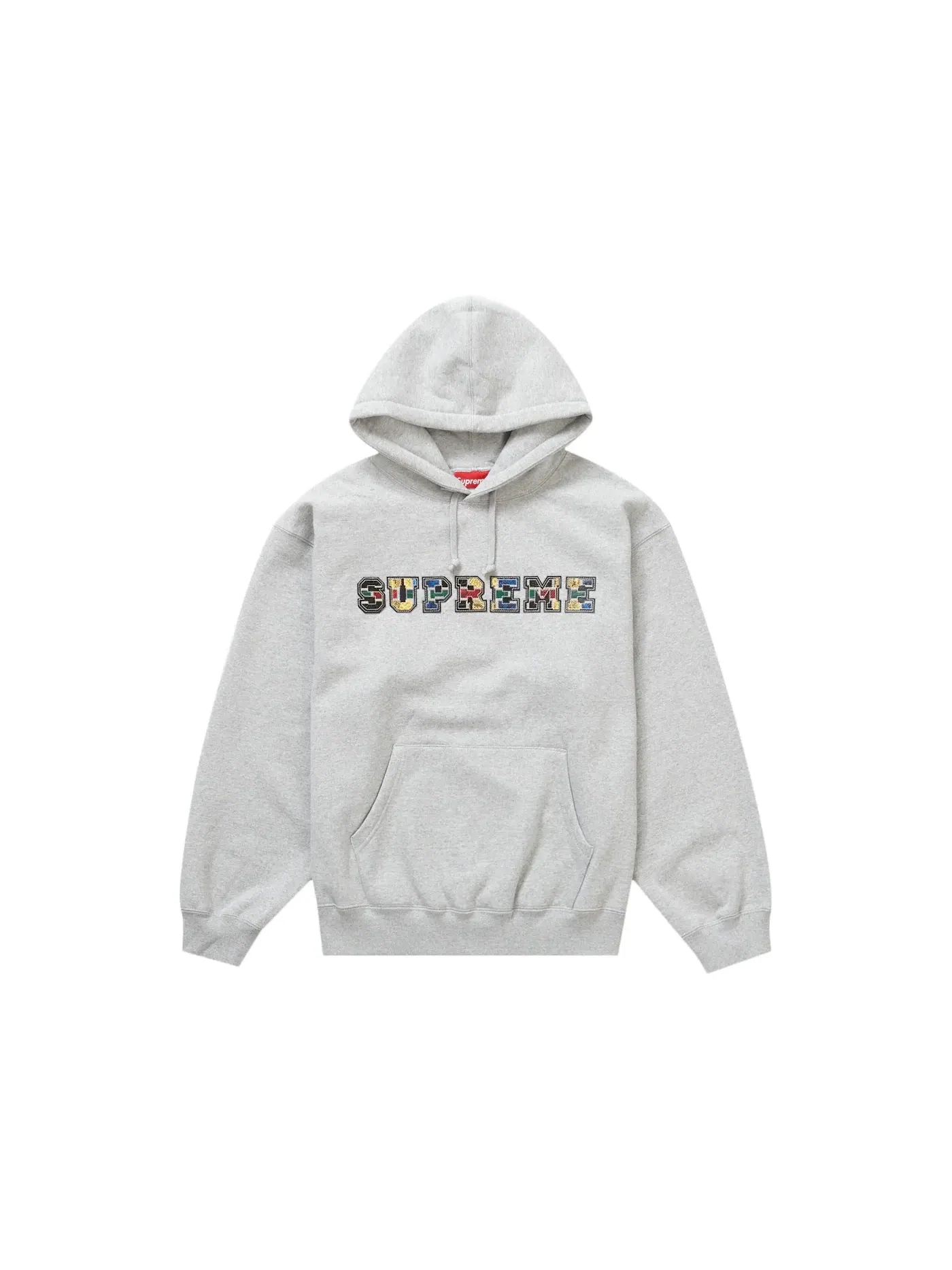 Мужское худи с принтом Supreme Collegiate Patchwork Leather — изображение 1 из 1, серый