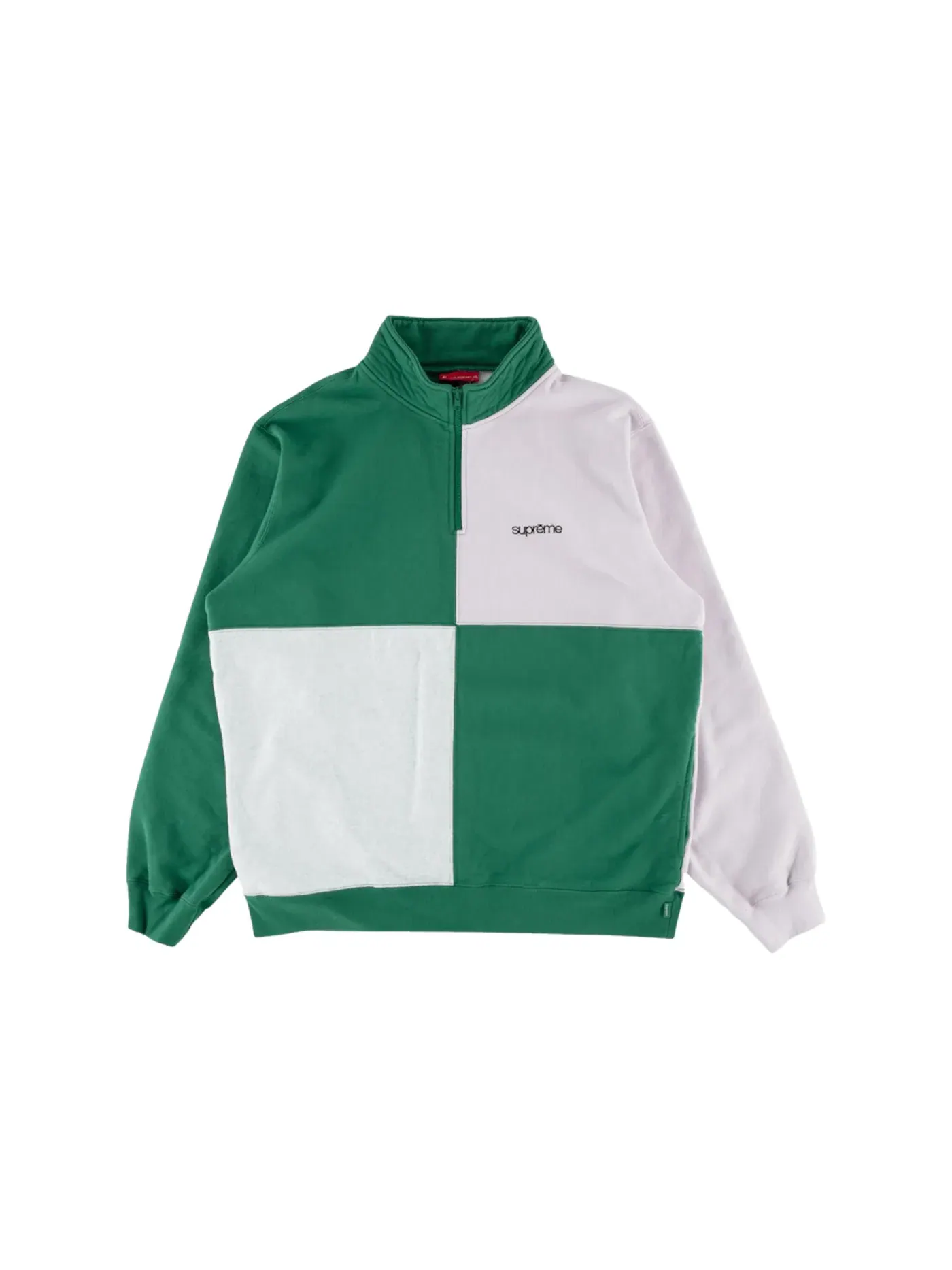 Мужской свитшот с контрастными блоками и полумолнией Supreme — изображение 1 из 1, зеленый