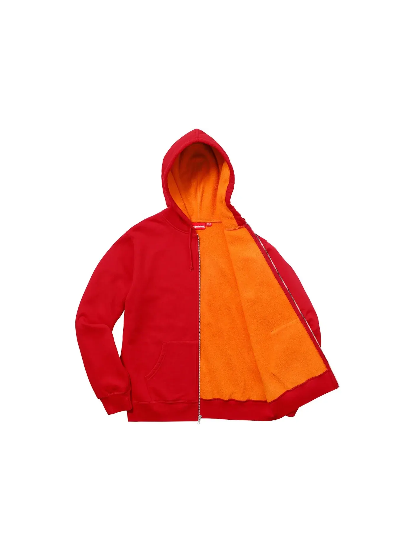Мужская худи на молнии с капюшоном контрастная Supreme — изображение 2 из 2, красный