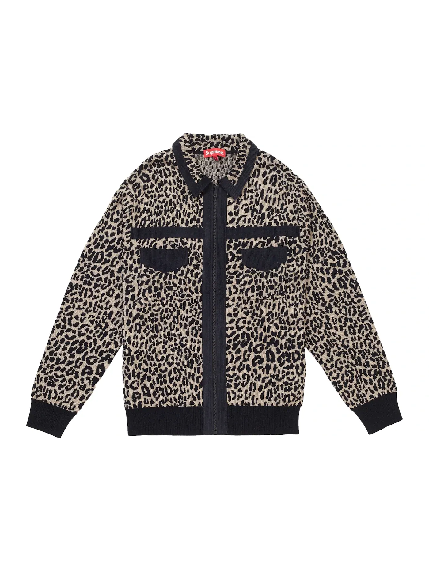Мужской свитер с вельветовыми деталями на молнии Supreme — изображение 1 из 1, бежевый