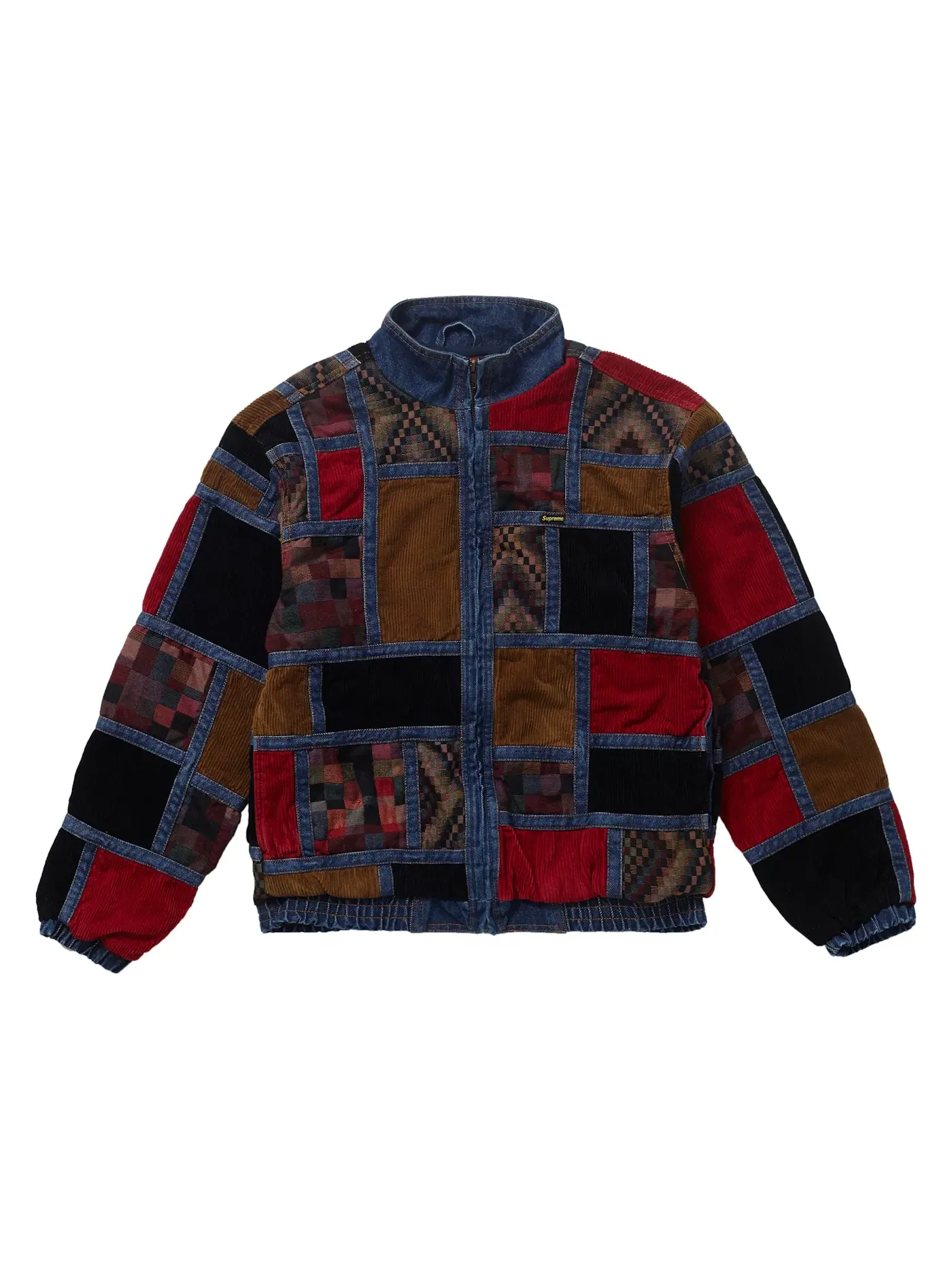 Мужская куртка из денима с заплатками Supreme Corduroy Patchwork Denim Jacket — изображение 1 из 1, синий