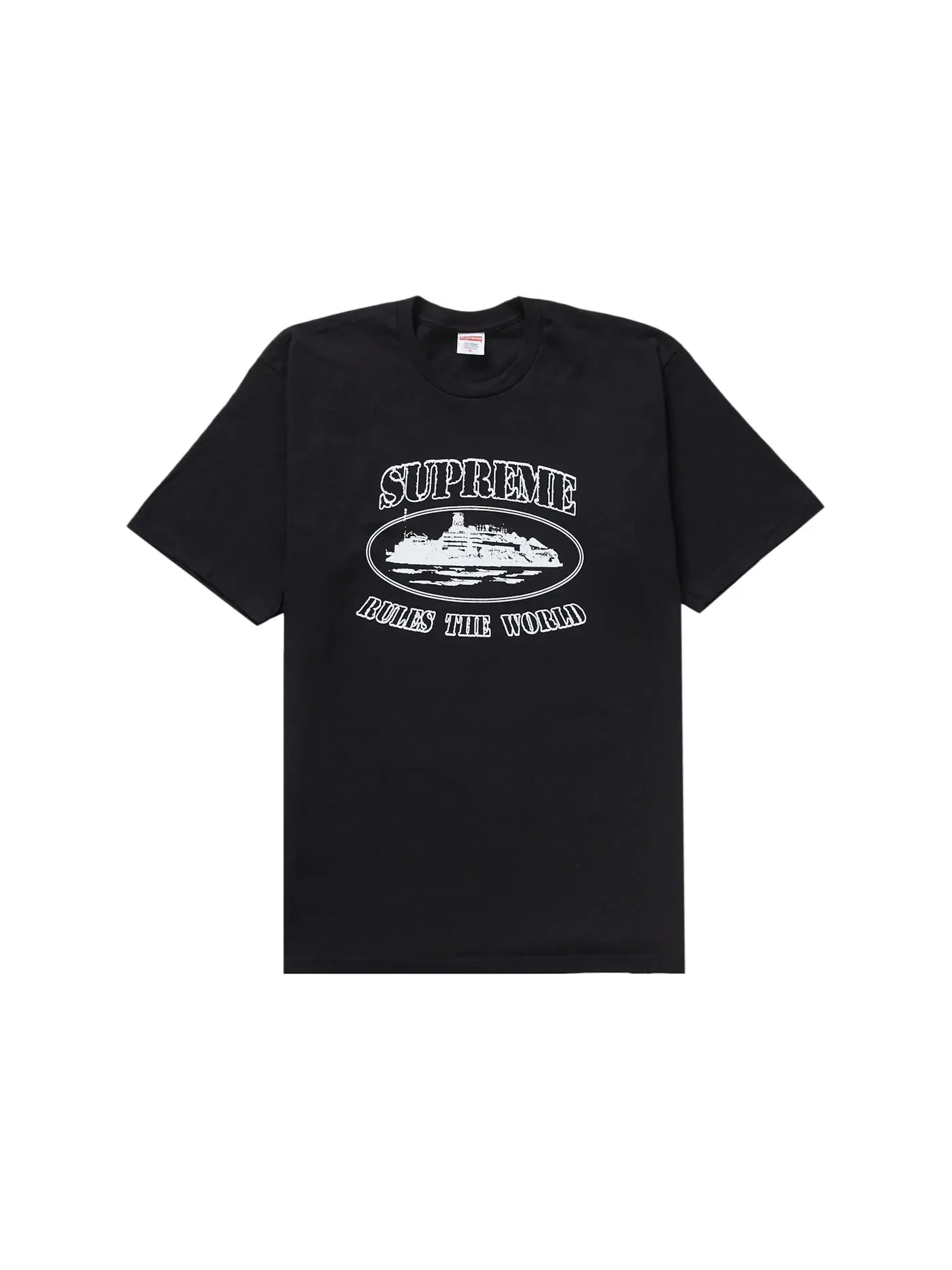 Мужская футболка с принтом Supreme Corteiz Rules The World Tee Supreme — изображение 1 из 2, черный