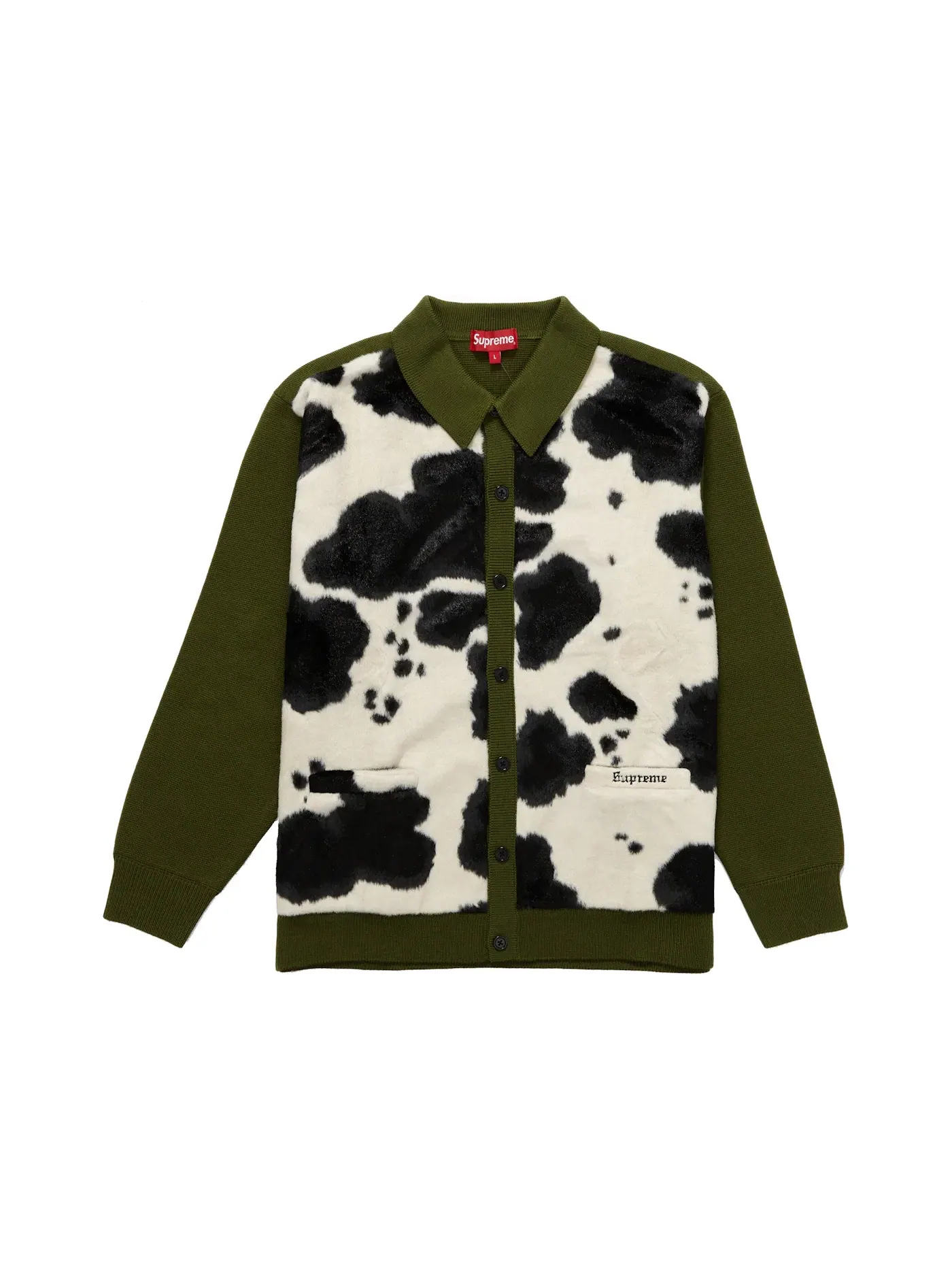 Мужской свитер с принтом коровы Supreme Cardigan — изображение 1 из 1, мох