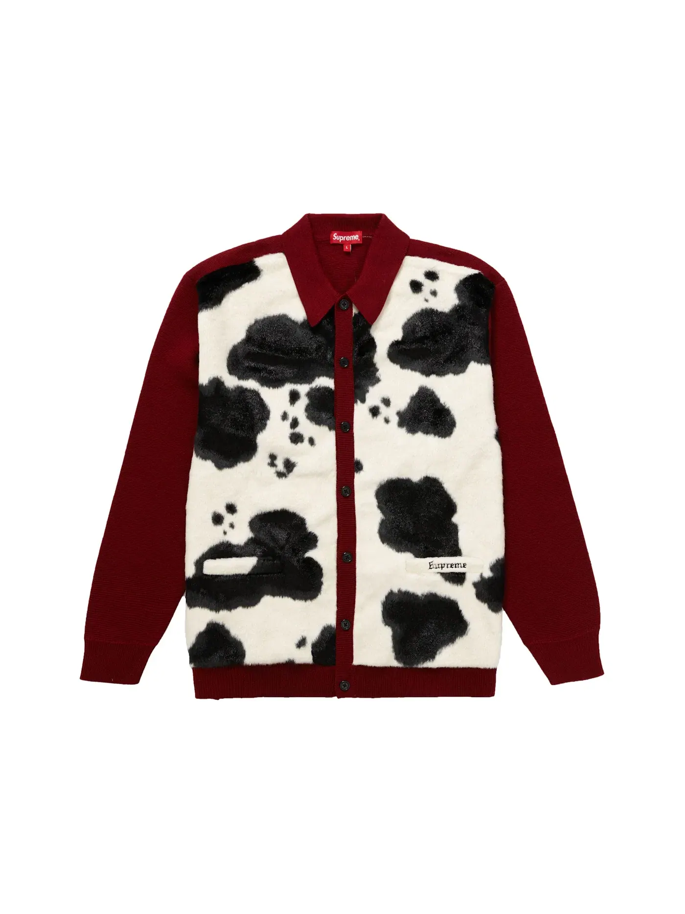 Мужской кардиган с принтом коровы Supreme Cardigan — изображение 1 из 1, красный