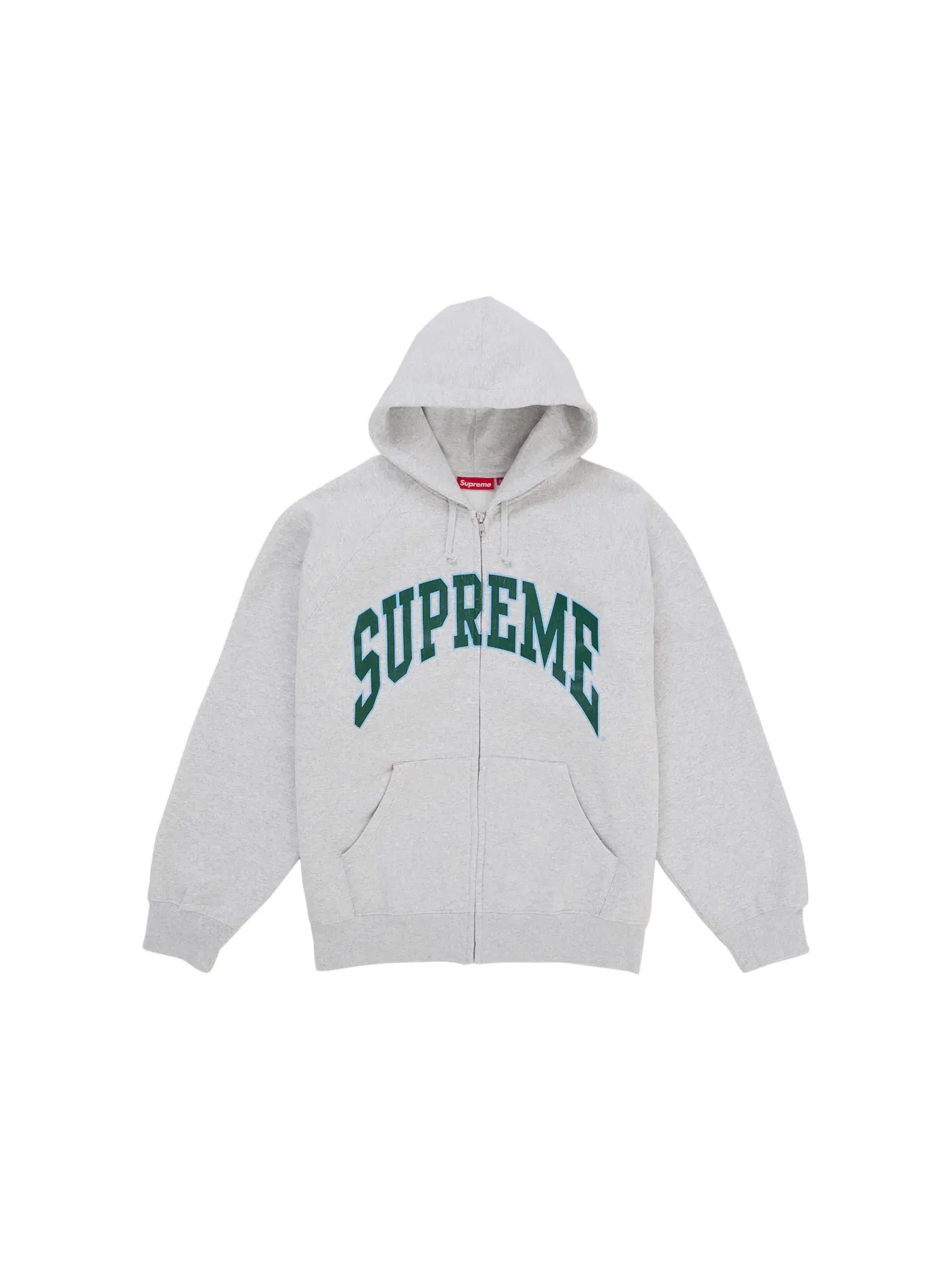 Мужская худи с принтом Cracked Raglan Zip Up Hooded Sweatshirt Supreme — изображение 1 из 2, серый