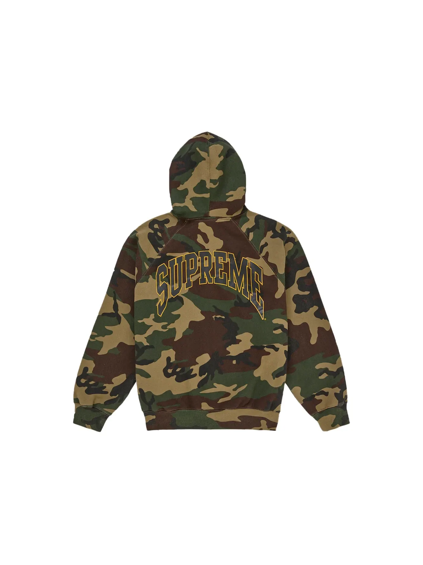 Мужская худи с принтом Supreme Cracked Raglan Zip Up Hooded Sweatshirt, Woodland Camo — изображение 2 из 2