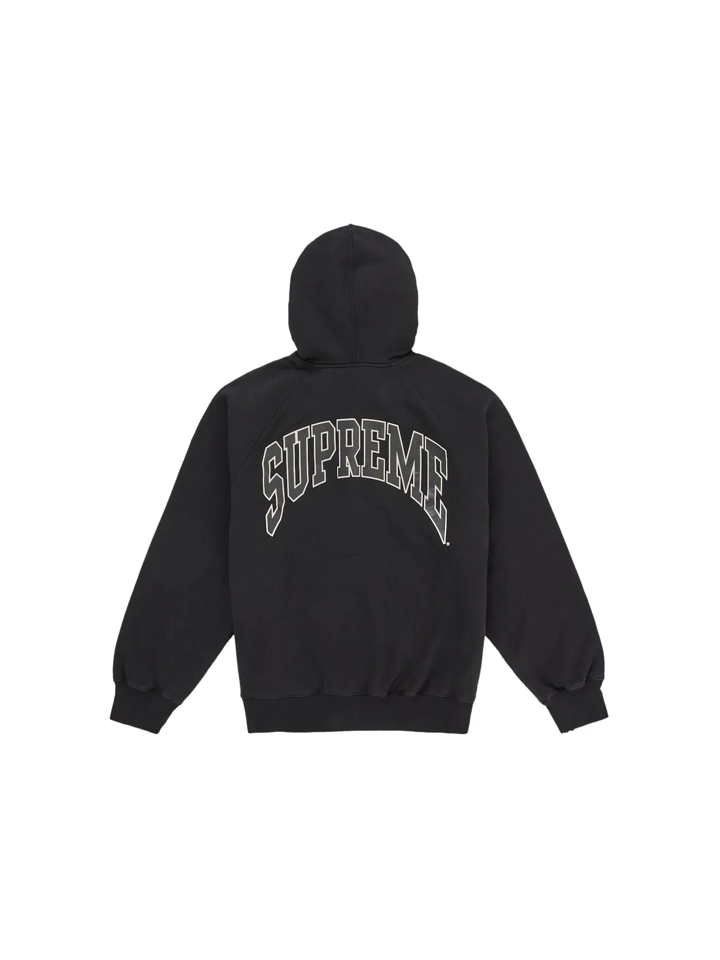 Мужская худи с разрезным рукавом Supreme Cracked Raglan Zip Up Hooded Sweatshirt Black — изображение 2 из 2, черный