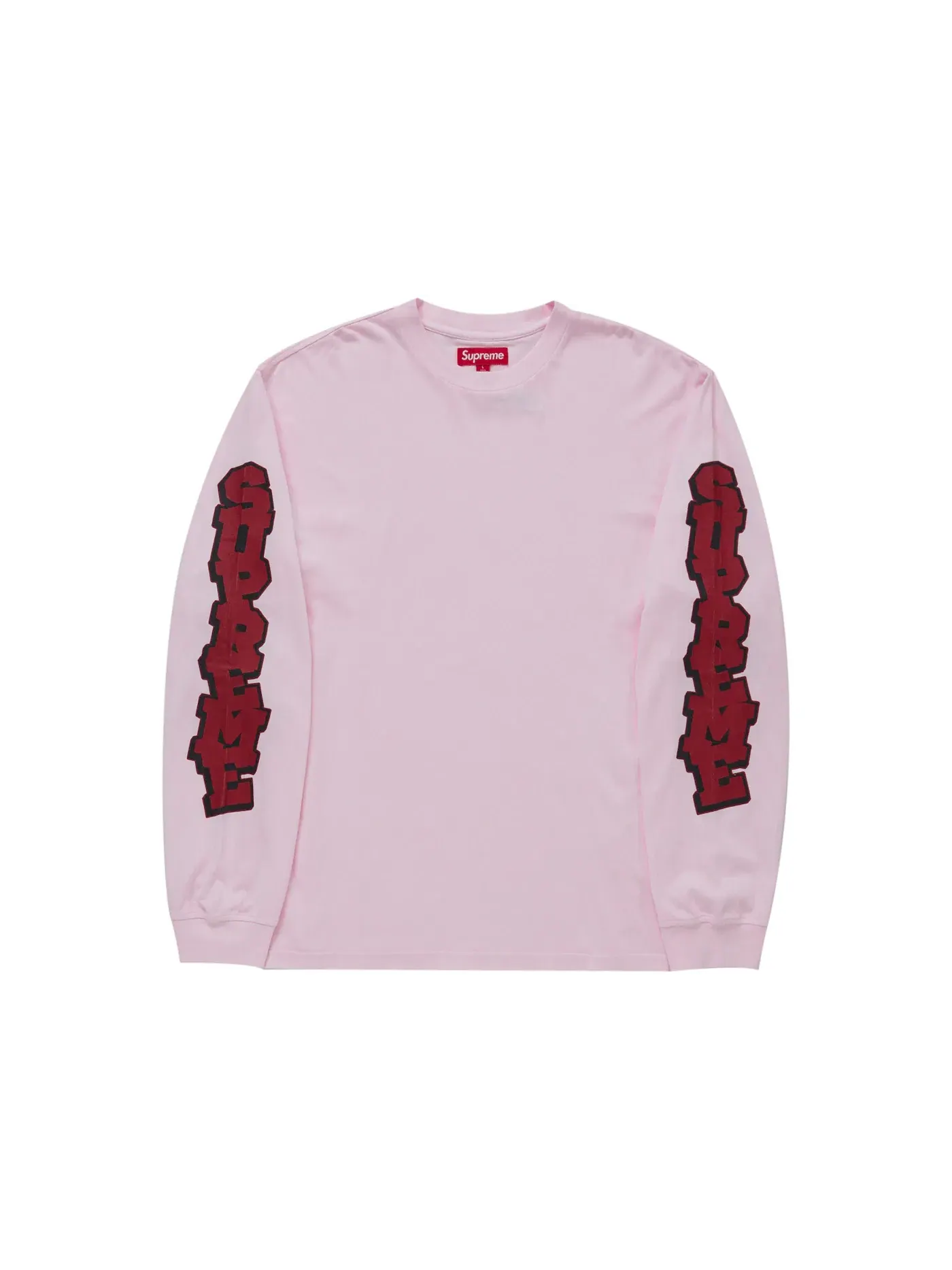 Мужская футболка с длинным рукавом с принтом Cracked Sleeve Supreme — изображение 1 из 1, розовый