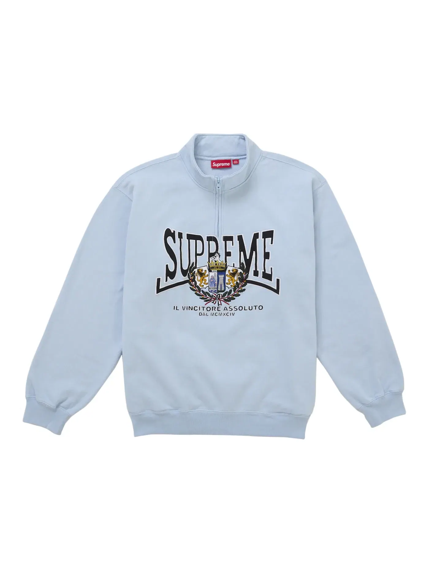 Мужской пуловер с аппликацией Supreme Crest Half Zip Light Blue — изображение 1 из 1
