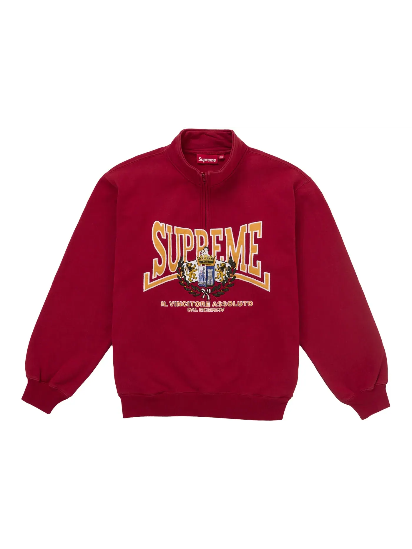 Мужской пуловер с аппликацией Supreme Crest Half Zip Pullover Supreme — изображение 1 из 1, красный