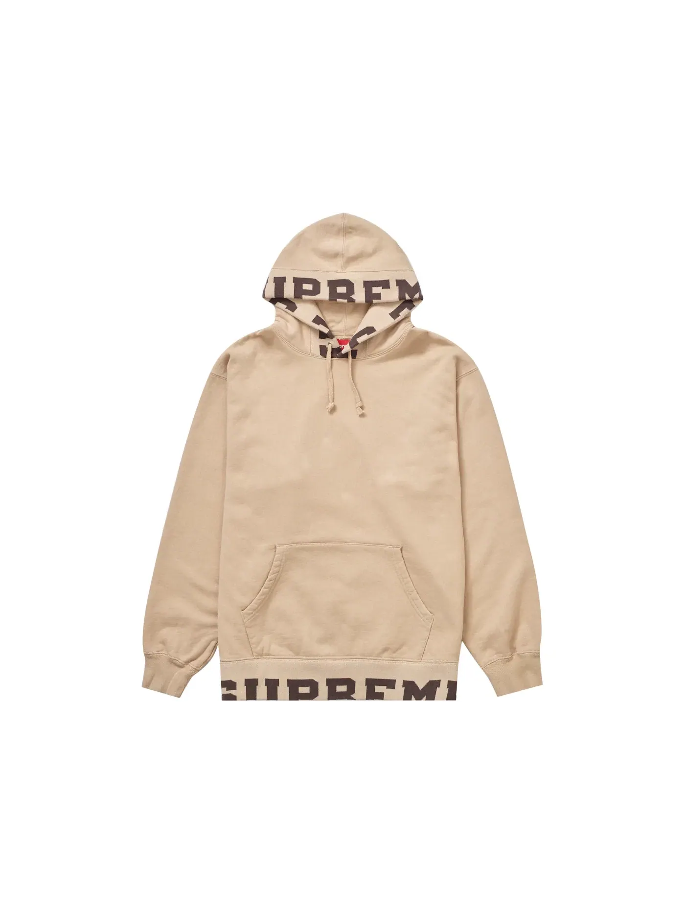 Мужской худи с капюшоном с принтом Supreme Cropped Logos Supreme — изображение 1 из 2, бежевый