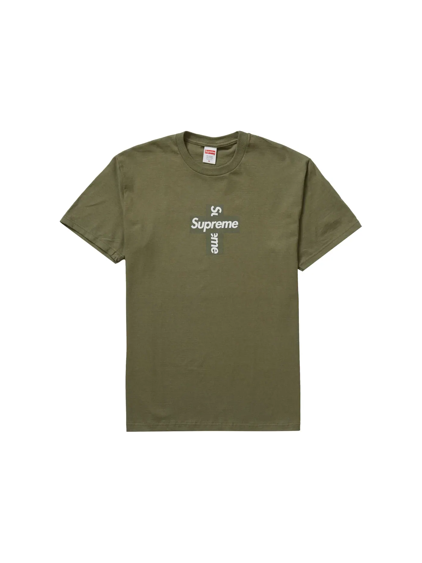 Мужская футболка с принтом Cross Box Logo Supreme — изображение 1 из 1, светлый оливковый