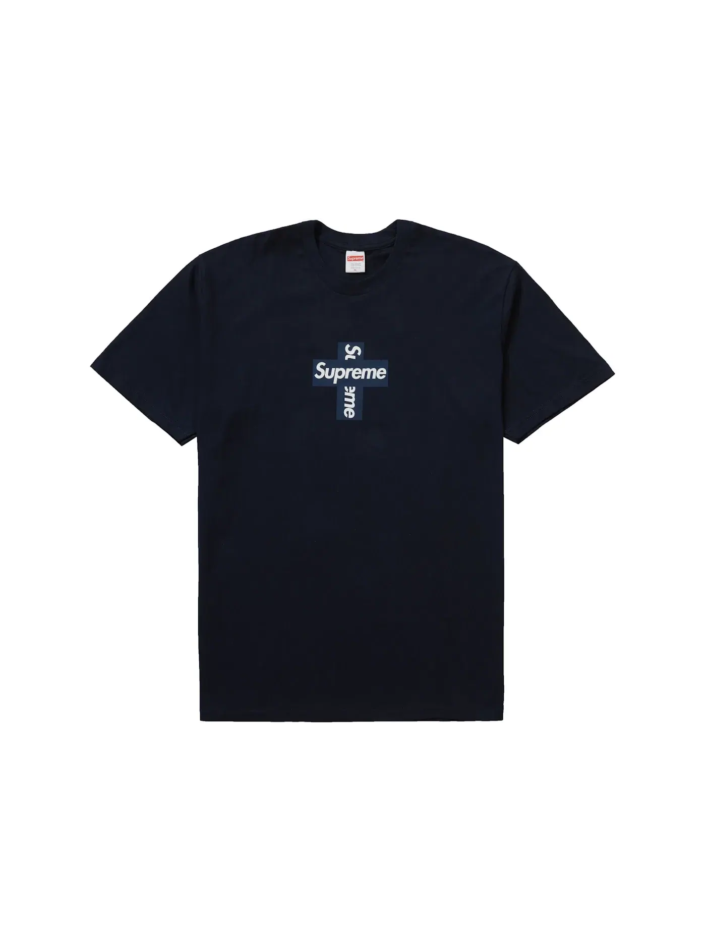 Мужская футболка с принтом Cross Box Logo Supreme — изображение 1 из 1, темно-синий