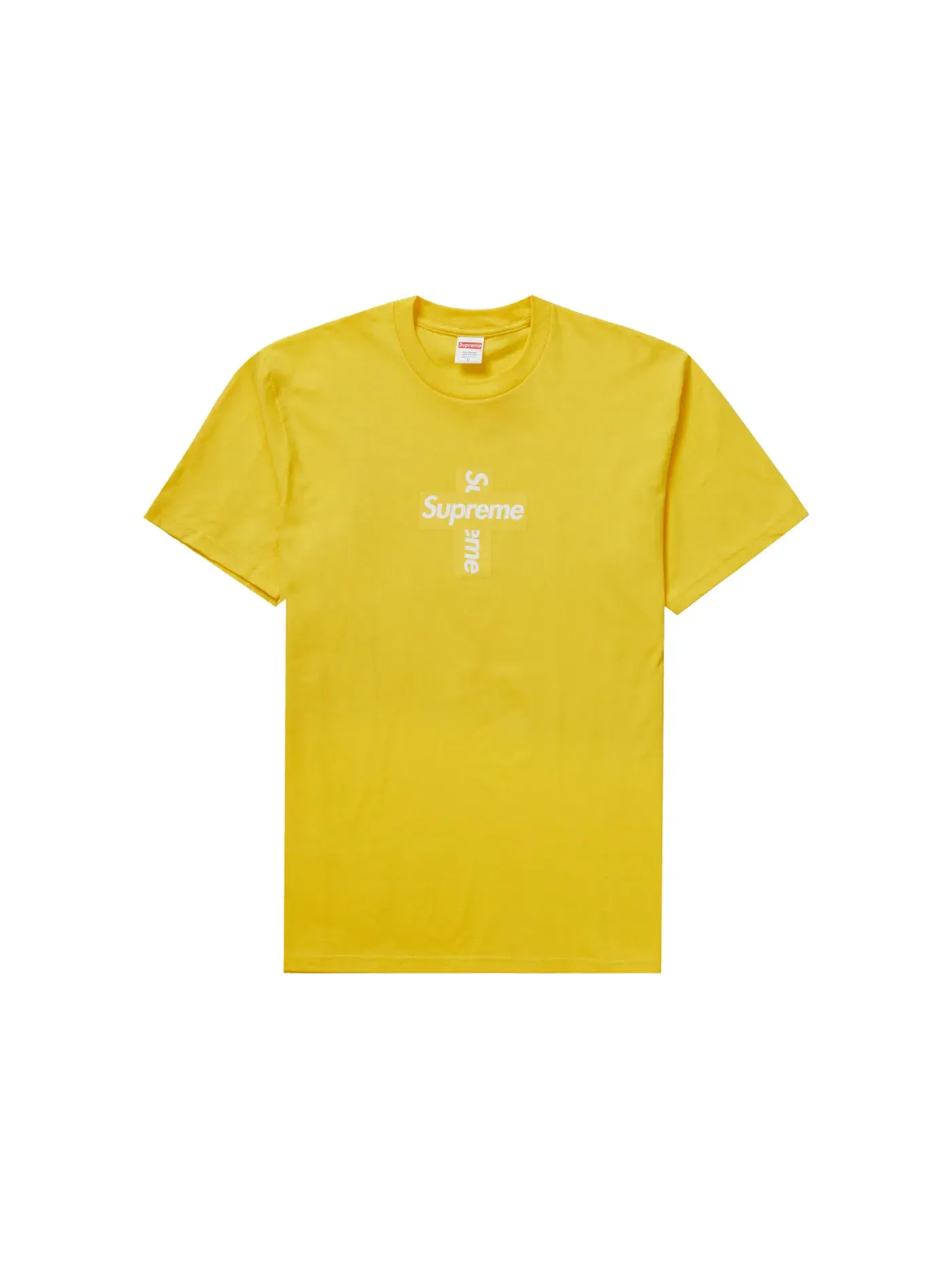 Мужская футболка с принтом Cross Box Logo Supreme Tee Supreme — изображение 1 из 1, желтый